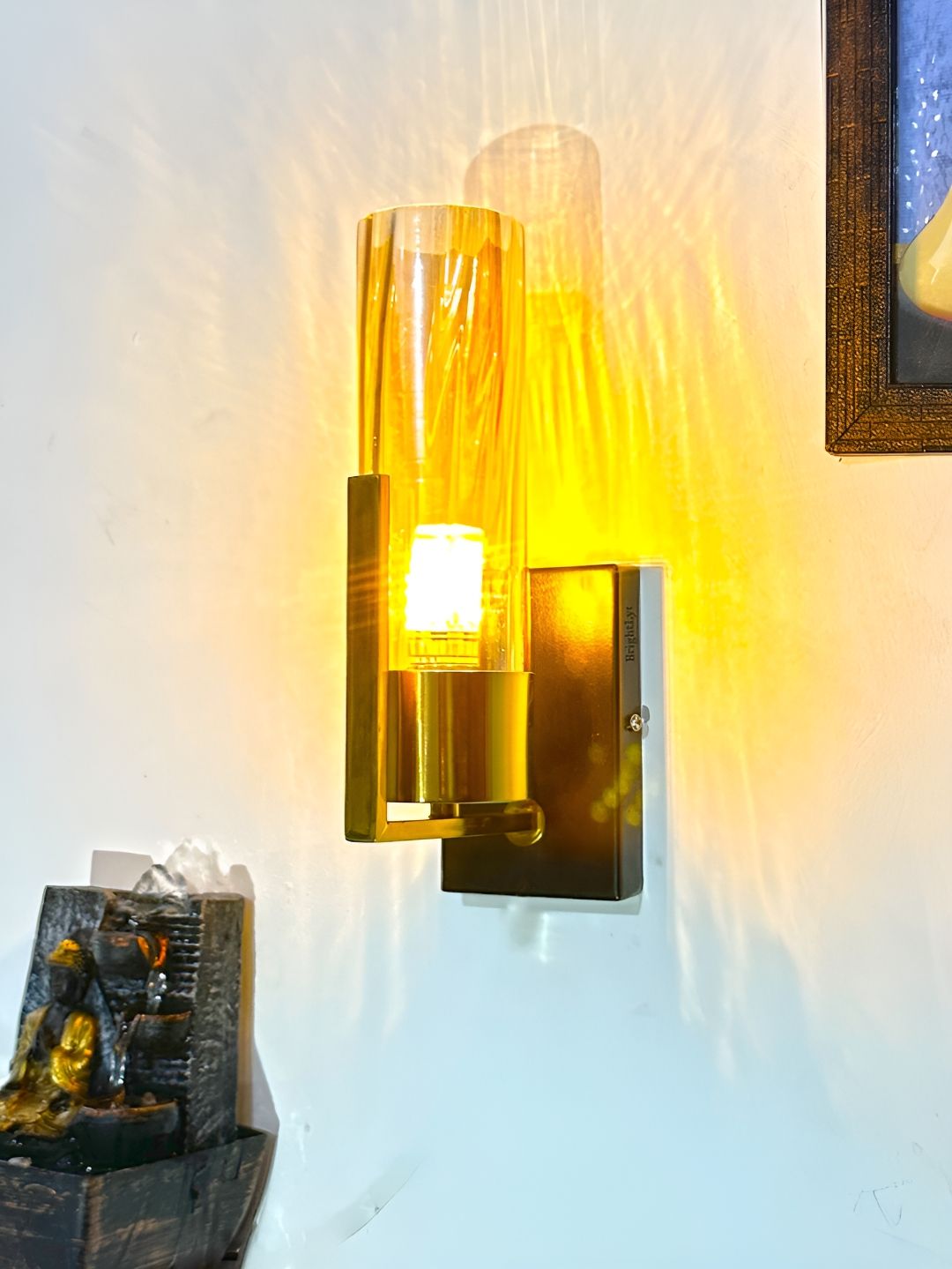BrightLyt Gold Toned Metal Cylinder Wall Lamp-picture-54