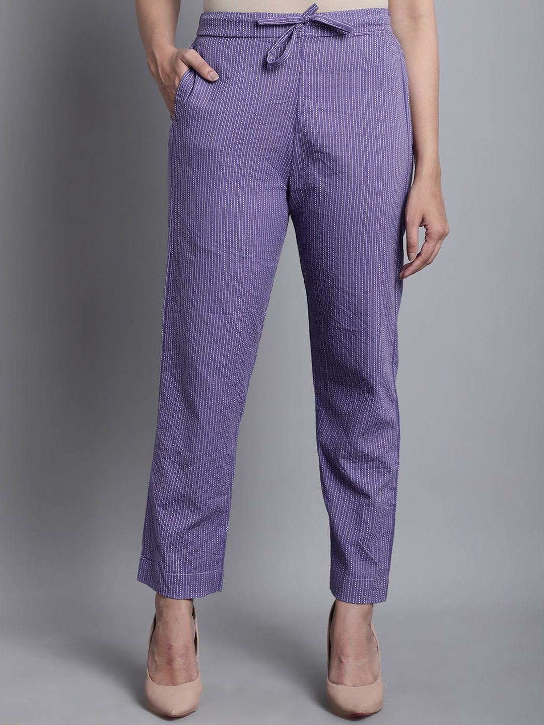 Aarsha Women Striped Relaxed Straight Leg Trousers-picture-44
