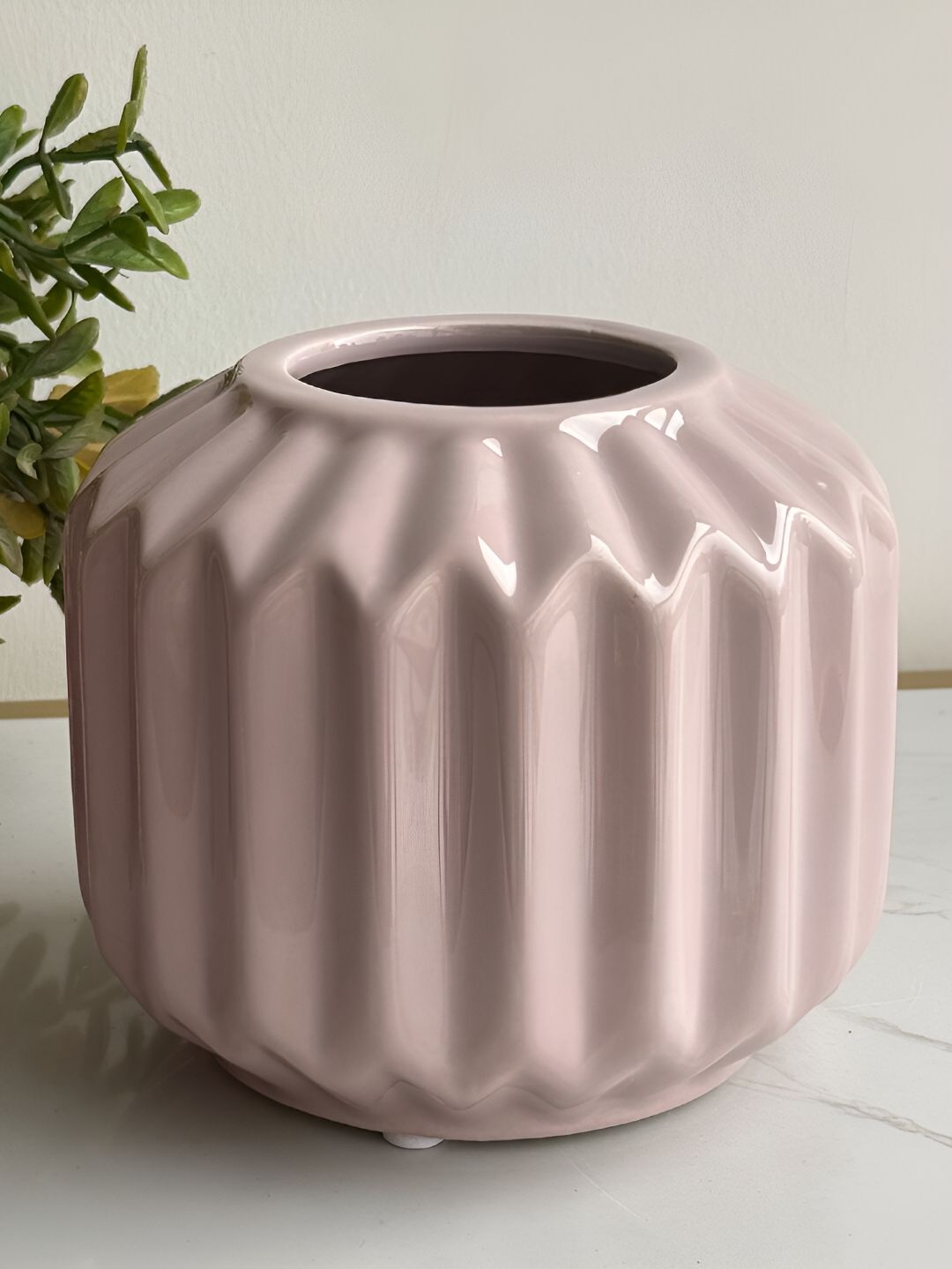 Art Street Pink Ceramic Geometric Design Vase-image-26