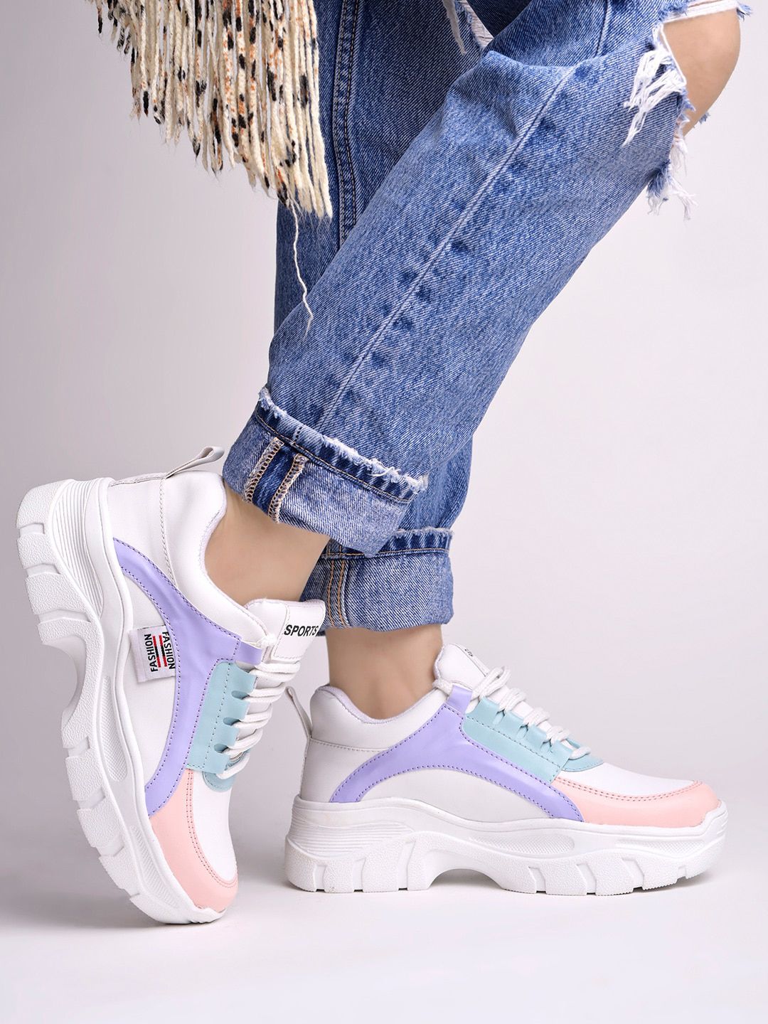 Shoetopia Girls Colourblocked Sneakers-picture-33