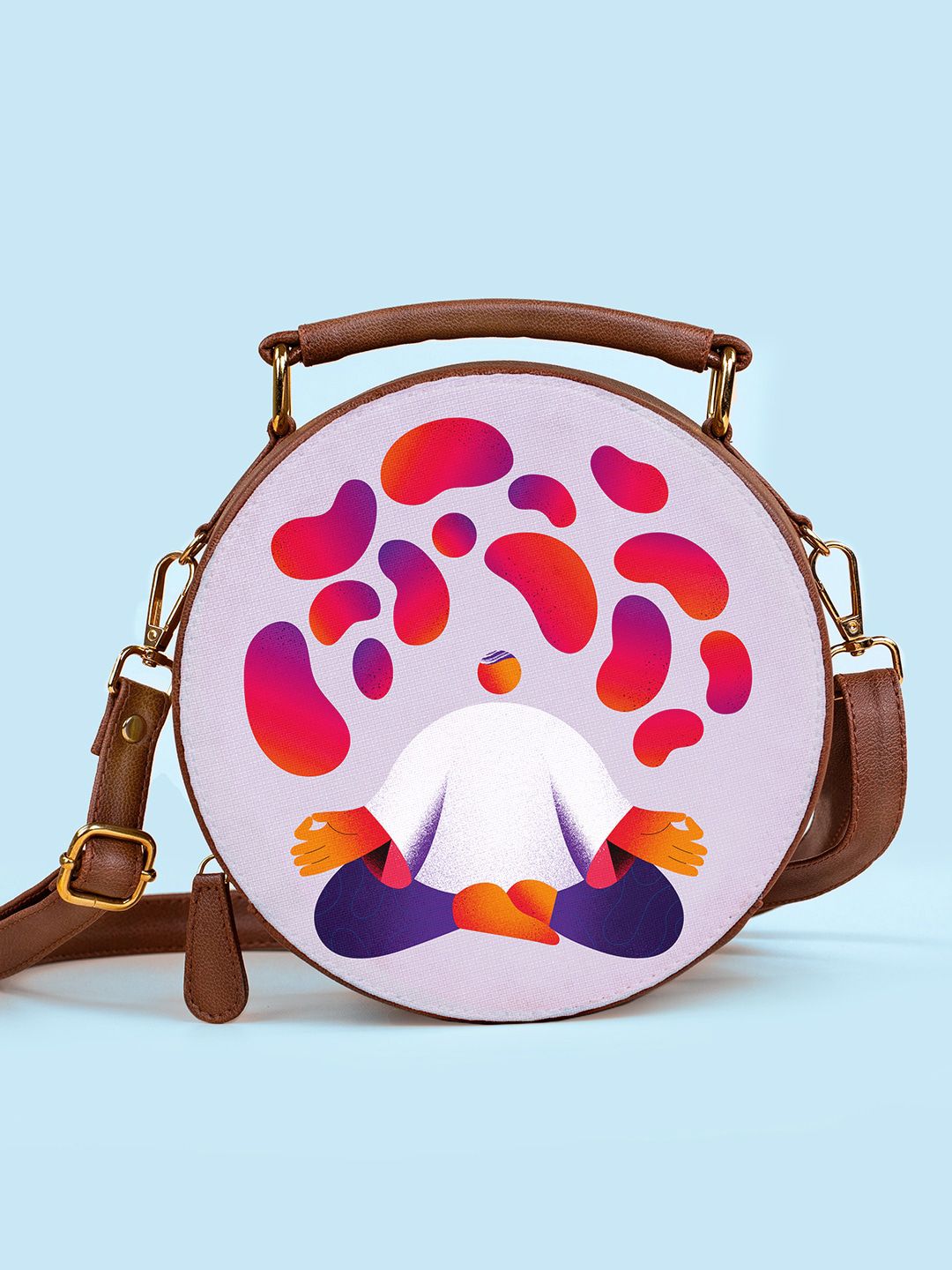 Kalankit Printed Half Moon Sling Bag with Applique-picture-12