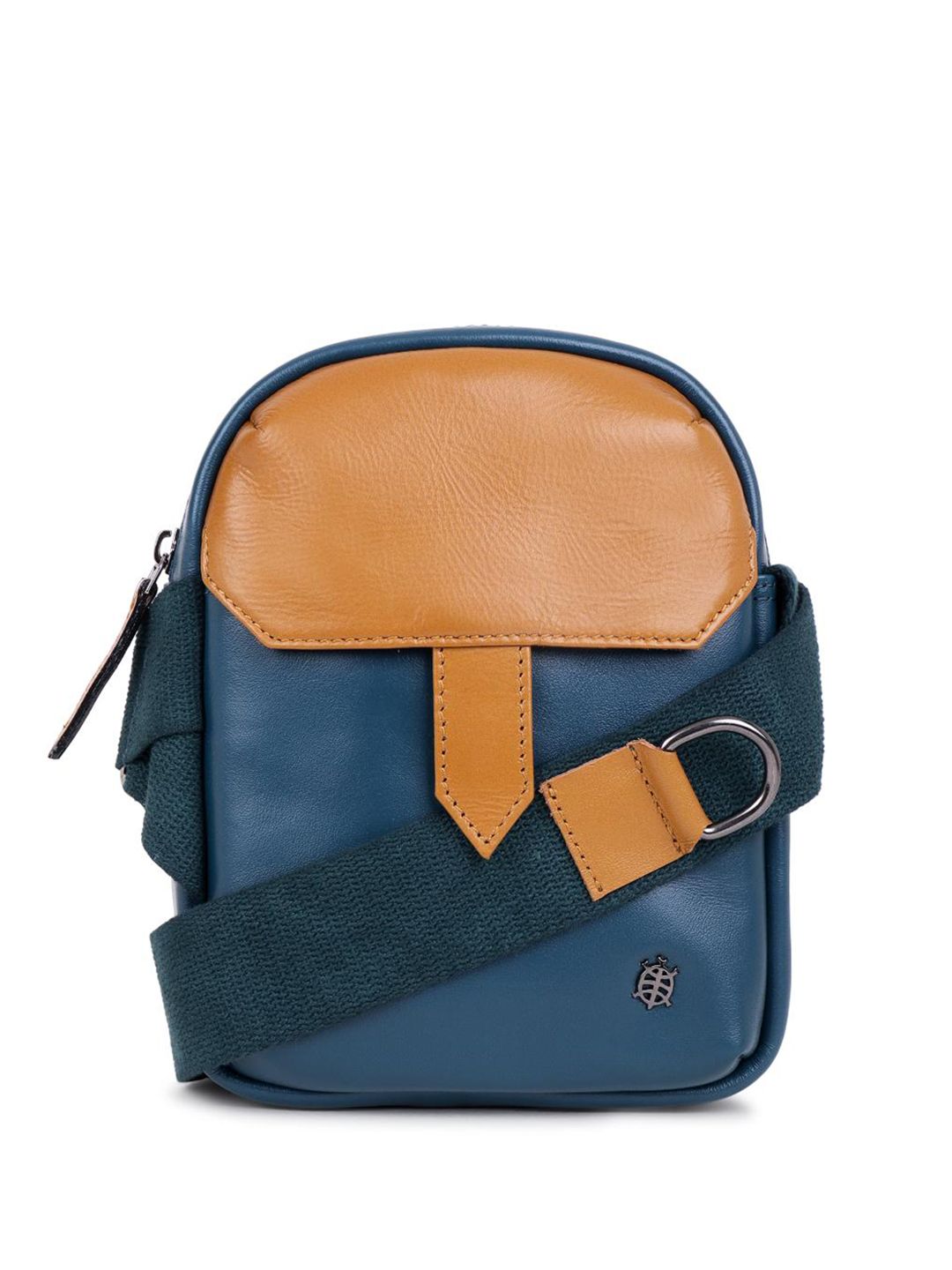 Tortoise Colourblocked Leather Structured Handheld Bag with Cut Work-picture-20