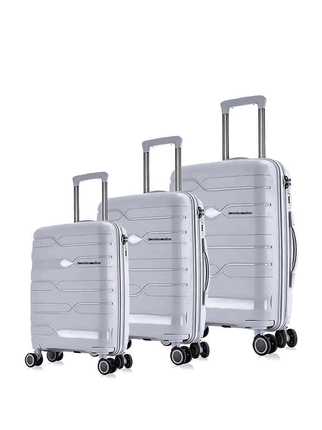 Nasher Miles Paris Set Of 3 Textured Hard-Sided Trolley Suitcases-picture-39