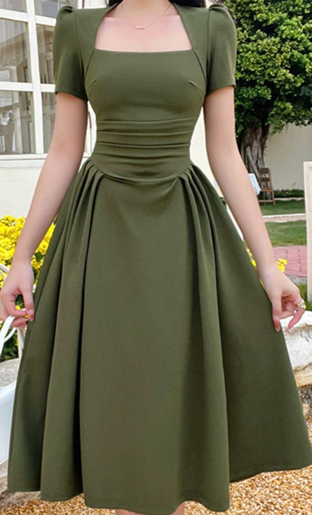 green emerald velvet dress all about you Sheen Fit & Flare Midi Dress – Myntra International main image 0