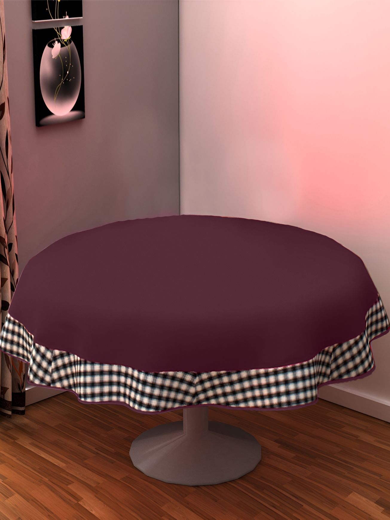 Home Heart Purple Cotton Round 8-Seater Table Cover with Patchwork details-picture-20
