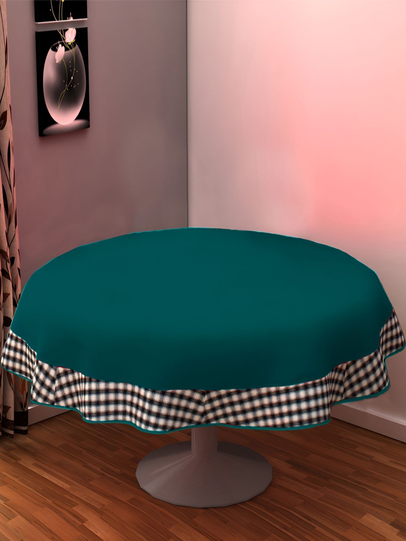 Home Heart Green & White Cotton Patchwork Round Table Cover-picture-27