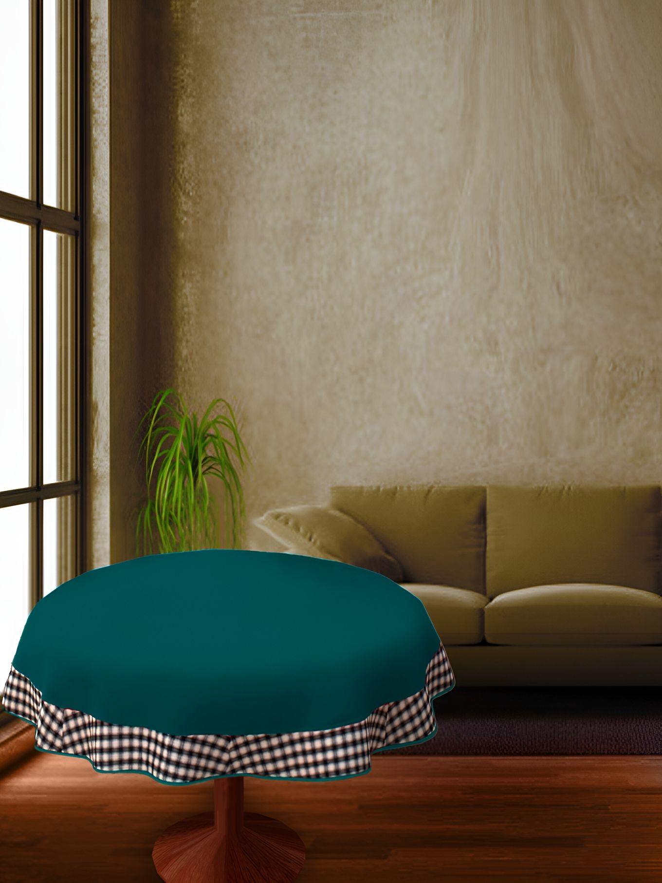 Home Heart Green & White Cotton Patchwork Round Table Cover-picture-29