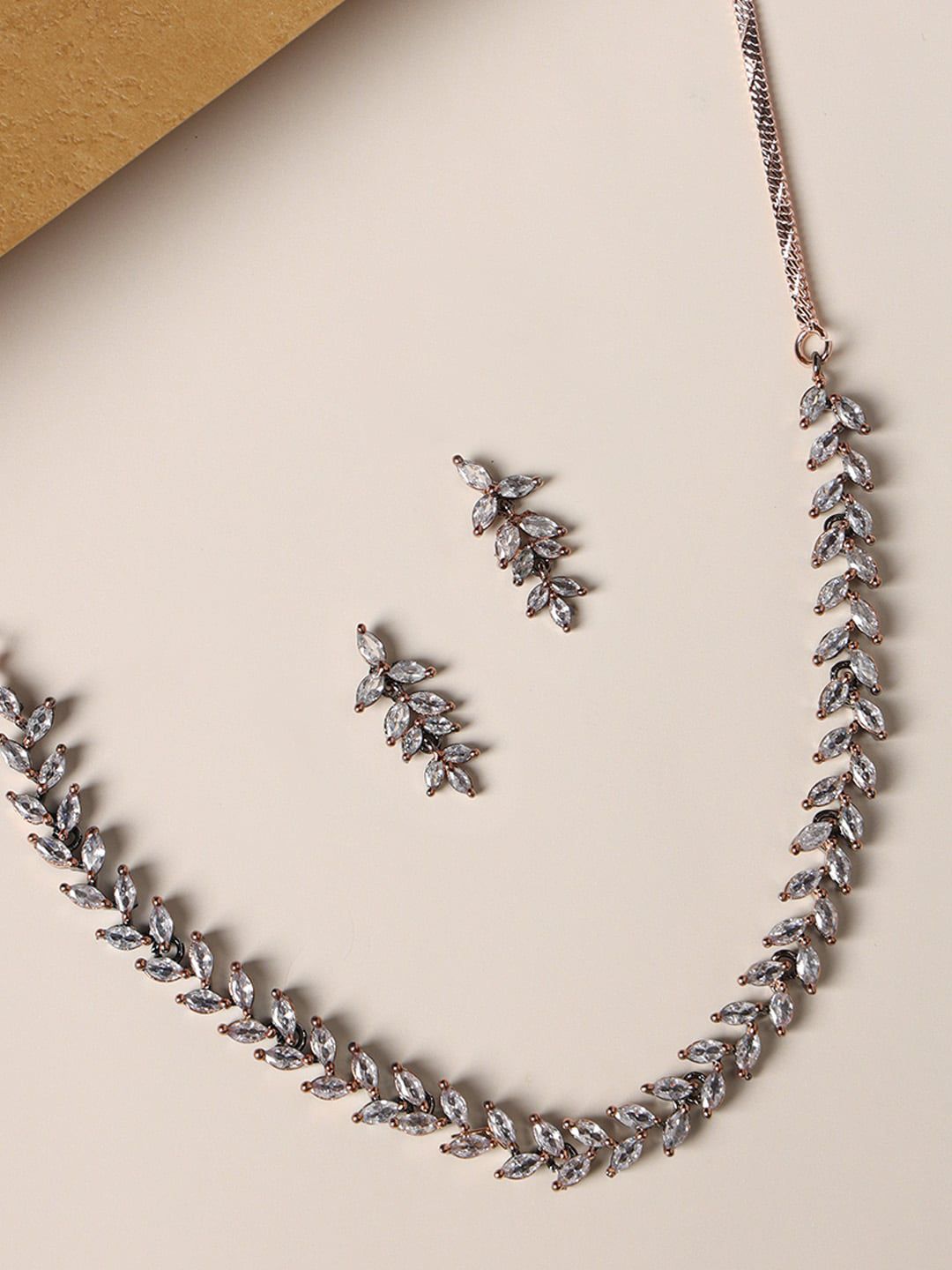 justpeachy Rose Gold-Plated American Diamond-Studded Jewellery Set-picture-38