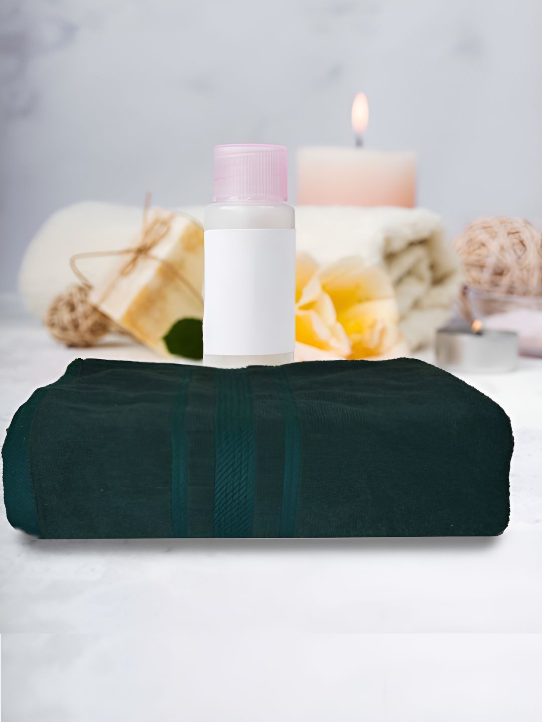 Athom Living Dark Green Cotton 500 GSM Bath Towel-image-33