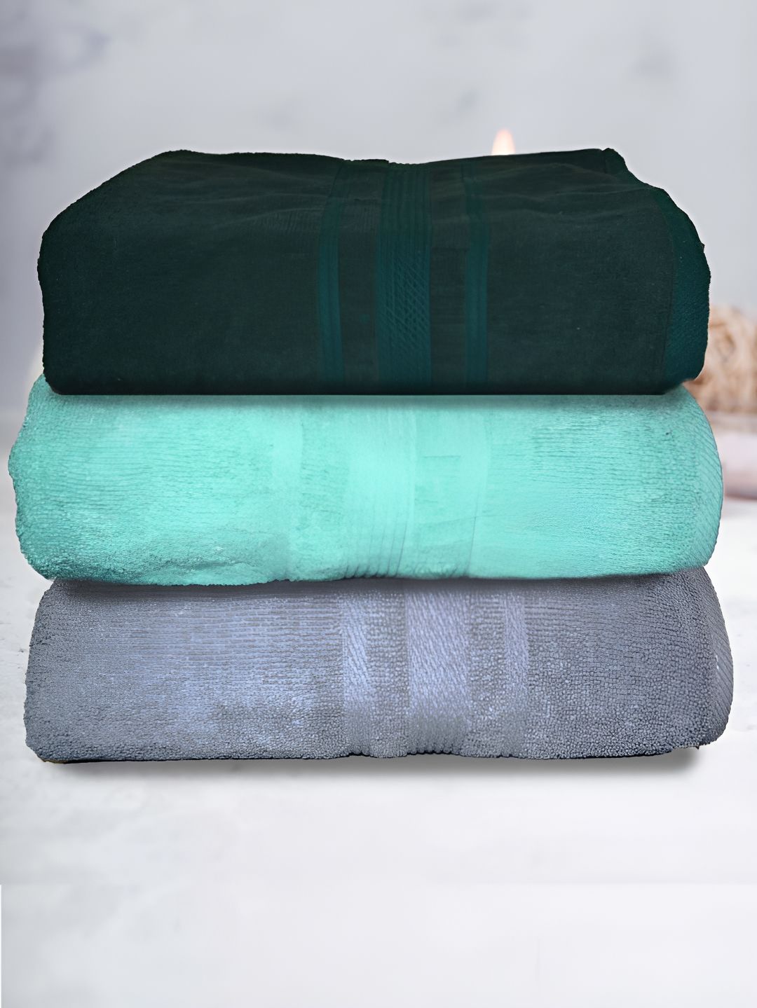 Athom Living Green & Blue 3 Pieces 500 GSM Beach Towels