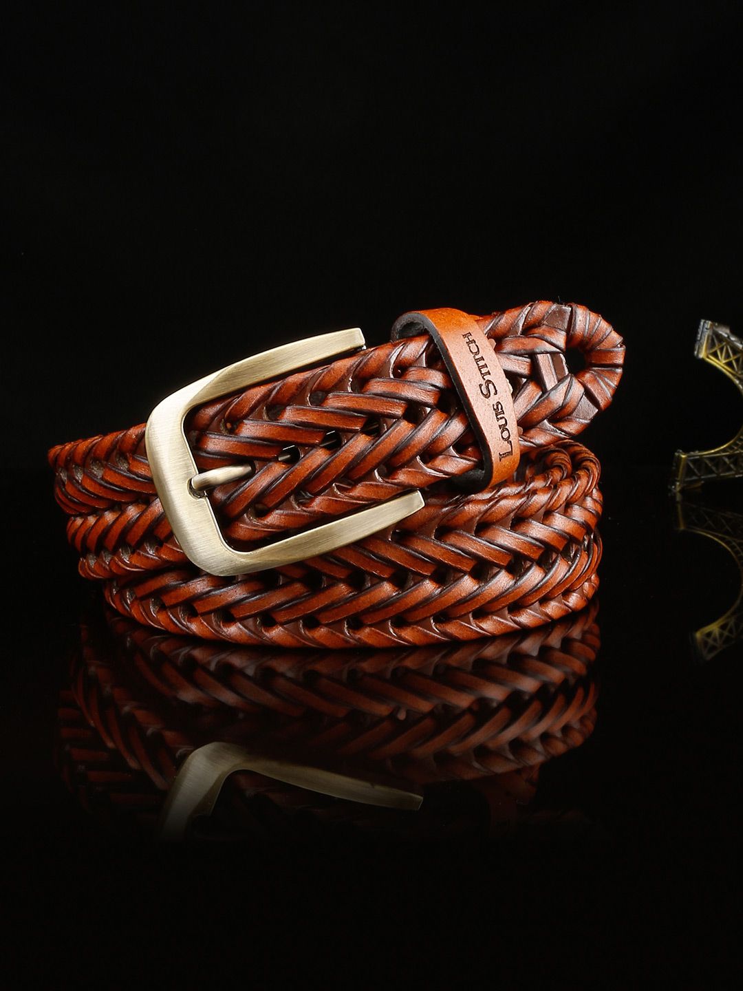 LOUIS STITCH Men Woven Designed Leather Belt-picture-45