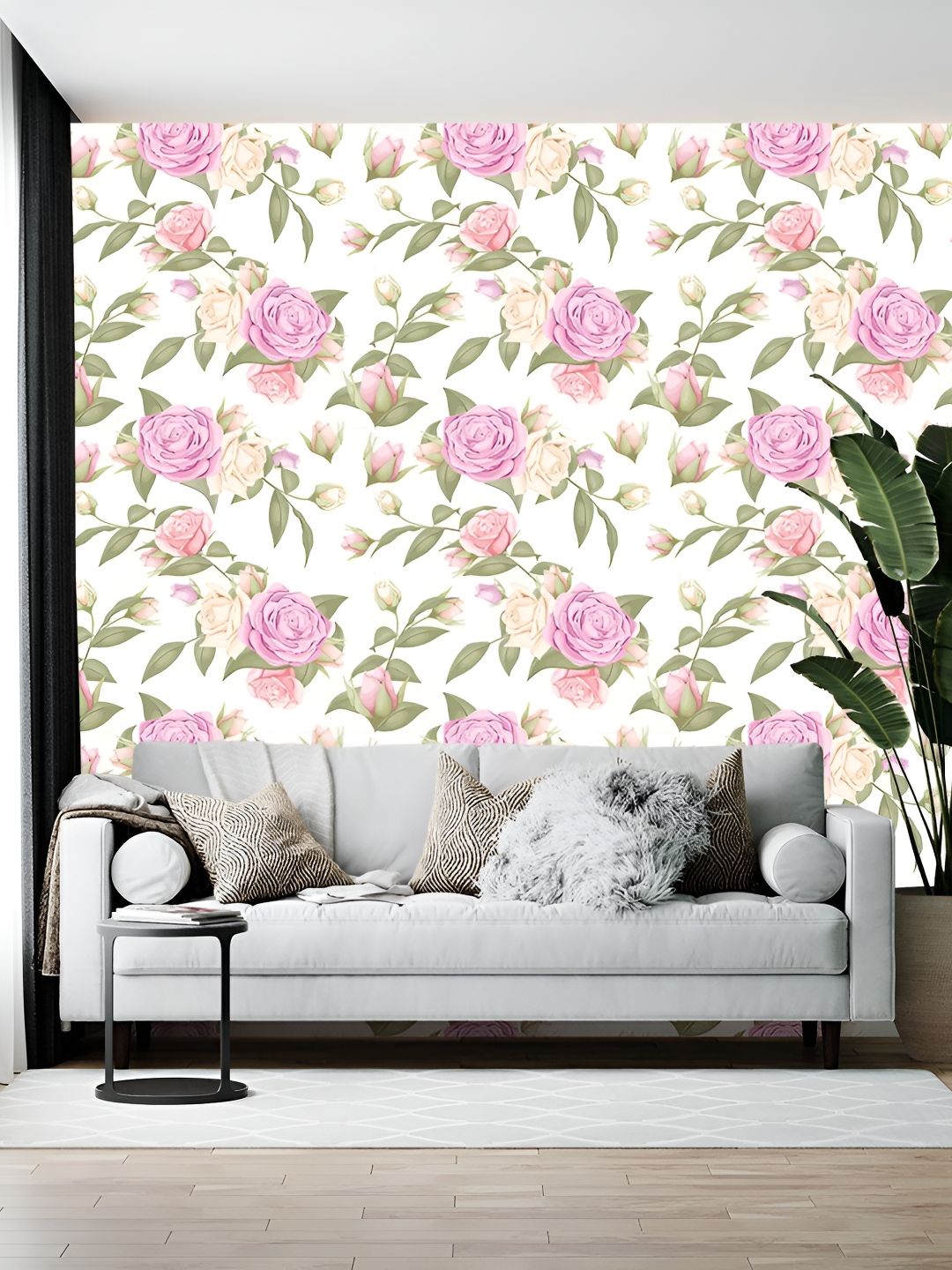 British Terminal White Floral Printed Wall Paper-picture-33