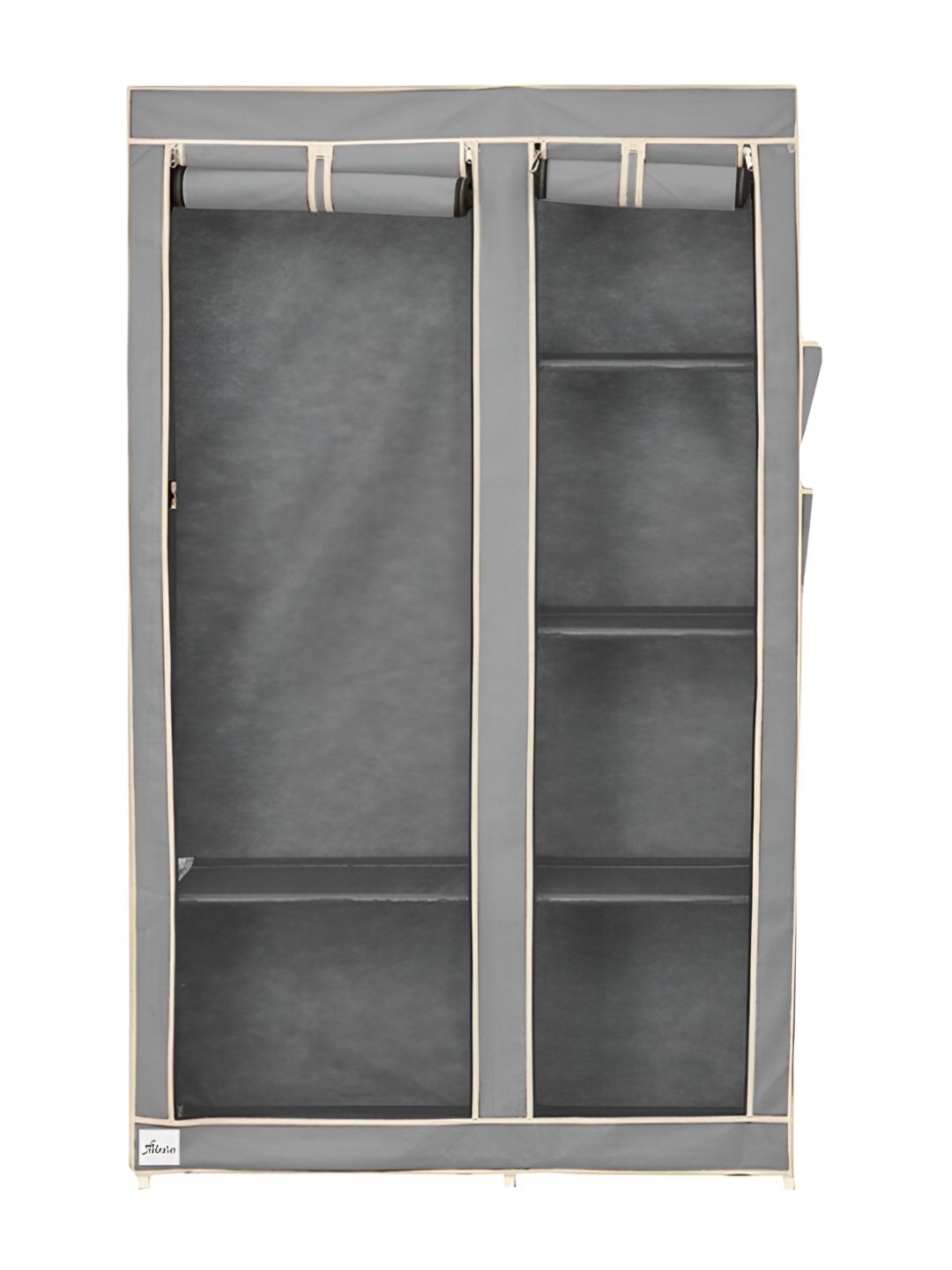 Pamworld Grey Double Door Collapsible Wardrobe With Hanging Compartment-picture-3