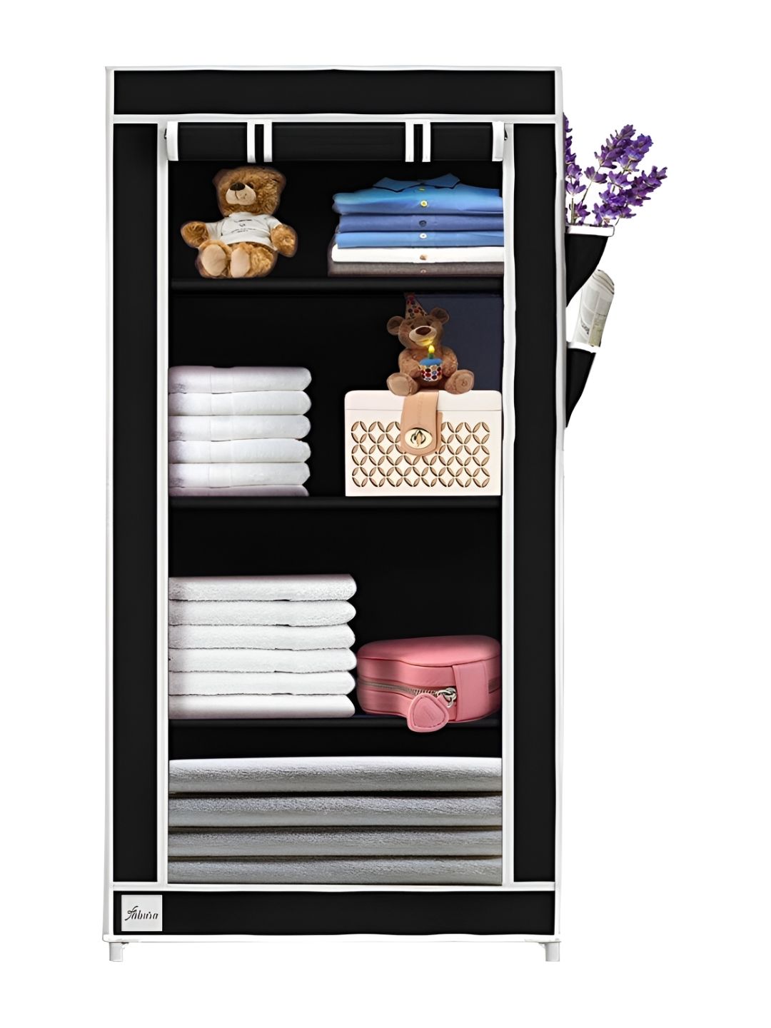 Pamworld Black 4 Shelf Fabric Collapsible Wardrobe-picture-26