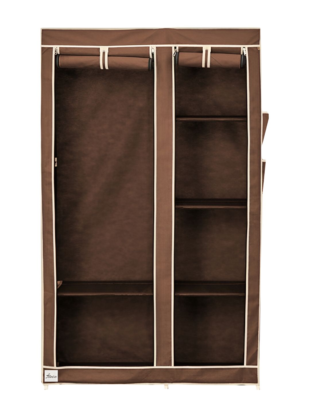 Pamworld Brown Double Door Collapsible Wardrobe With Hanging Compartment-picture-5