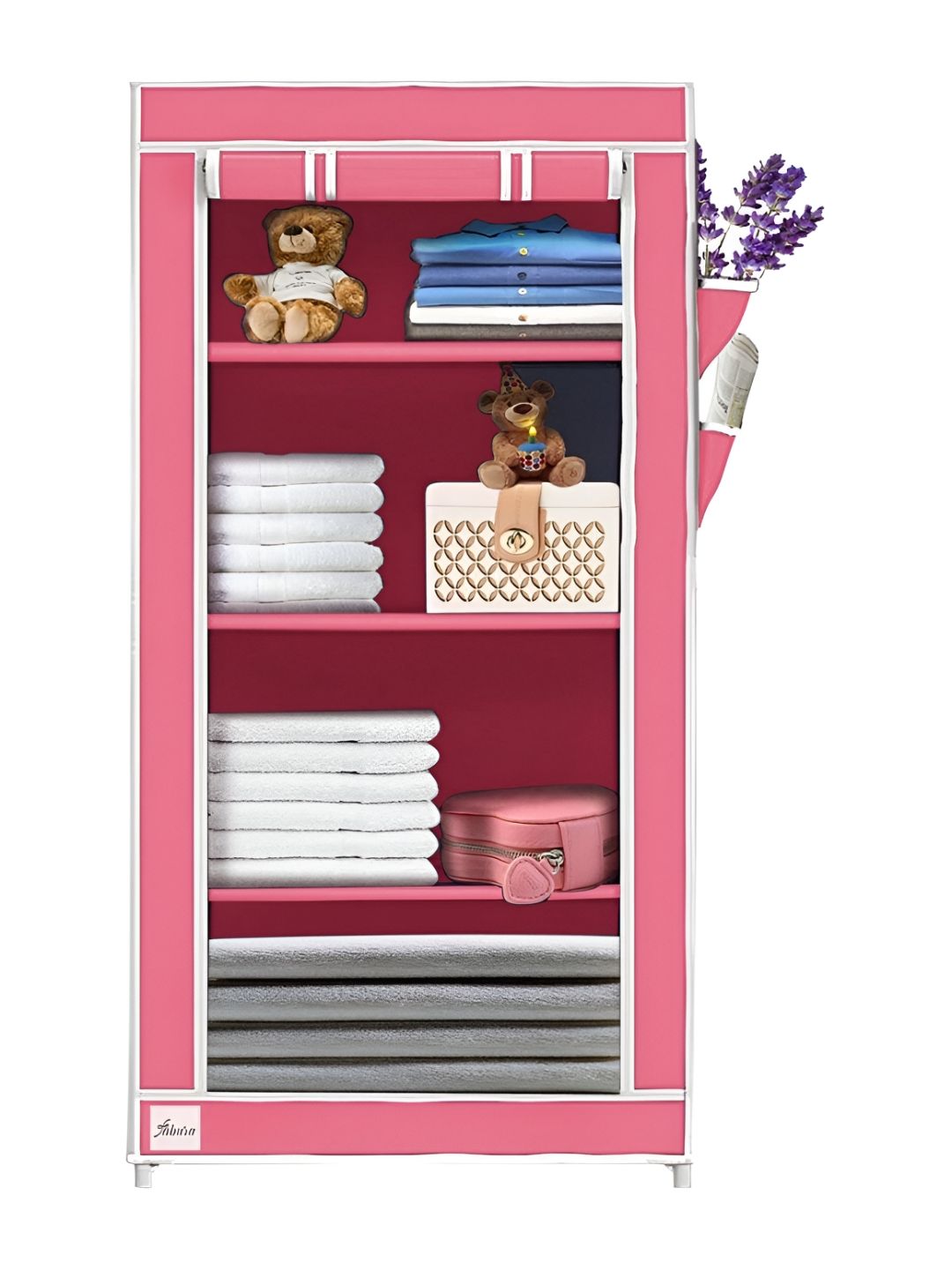 Pamworld Pink 4-Tier Shelf Collapsible Rectangle Wardrobe-picture-28