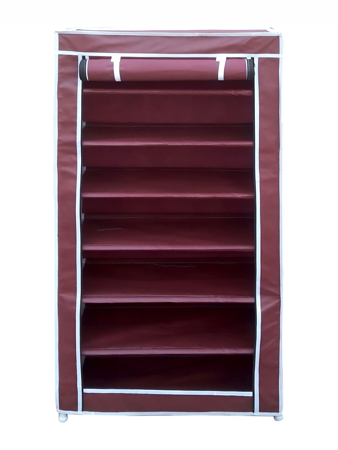 Pamworld Maroon 7-Tier Rectangle Shoe Rack With Cover
