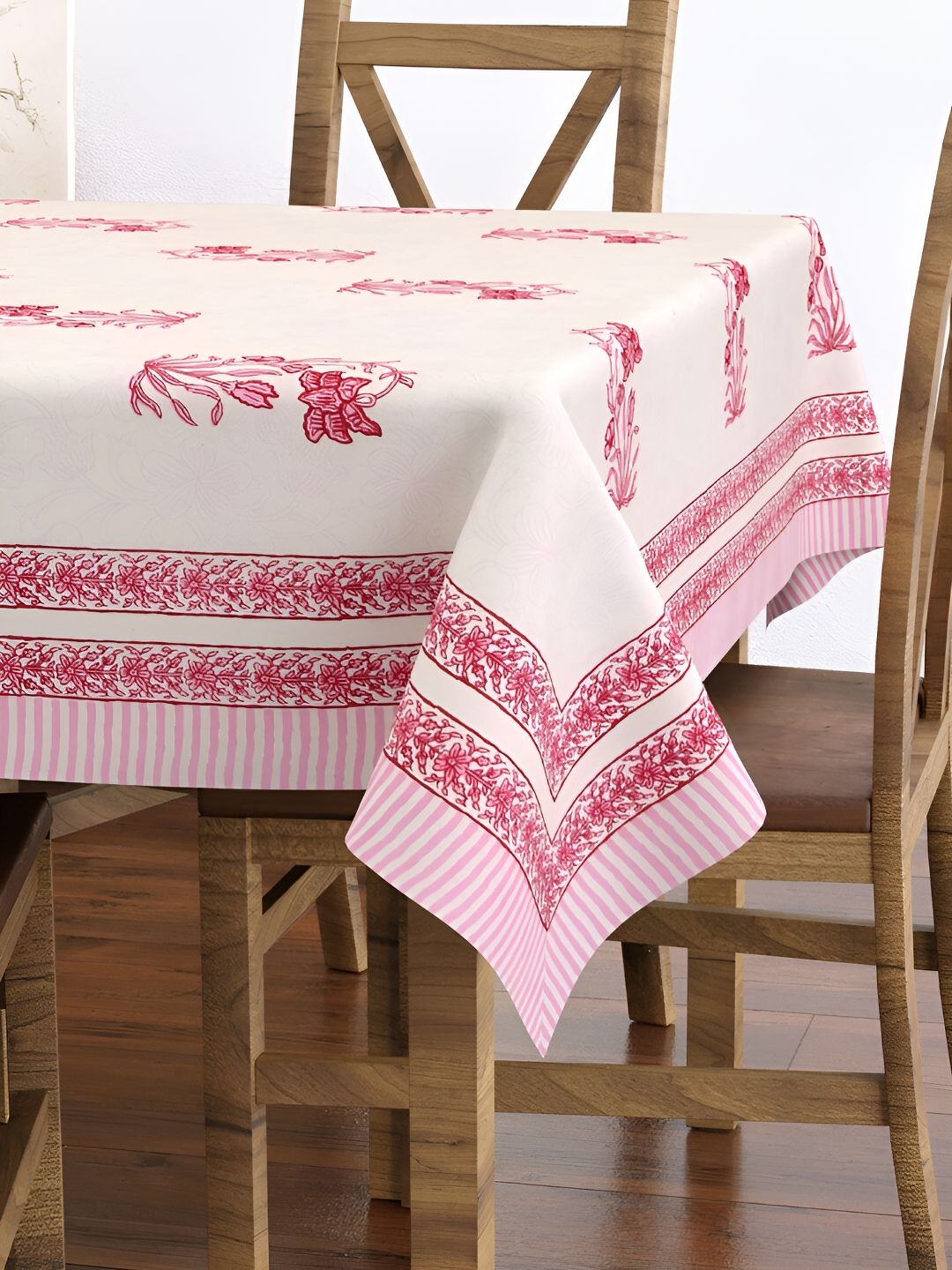 BLOCKS OF INDIA Pink Ethnic Motifs Cotton 6-Seater Table Cover-picture-49