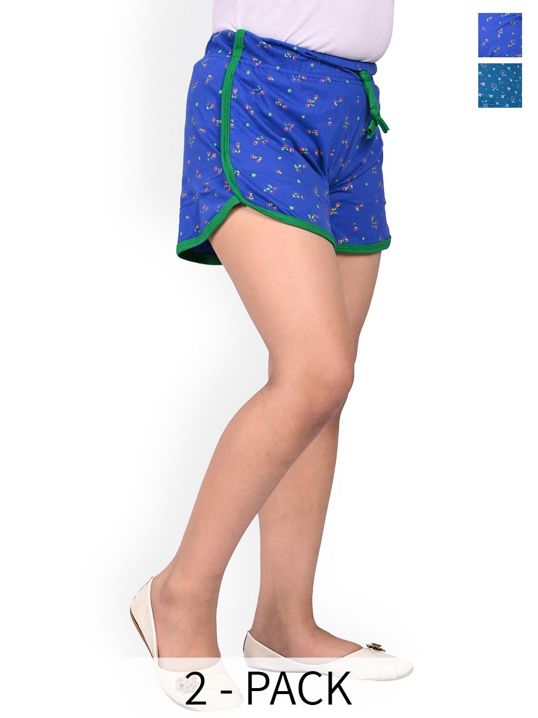 BAESD Girls Pack of 2 Floral Printed High Rise Cotton Shorts-picture-24