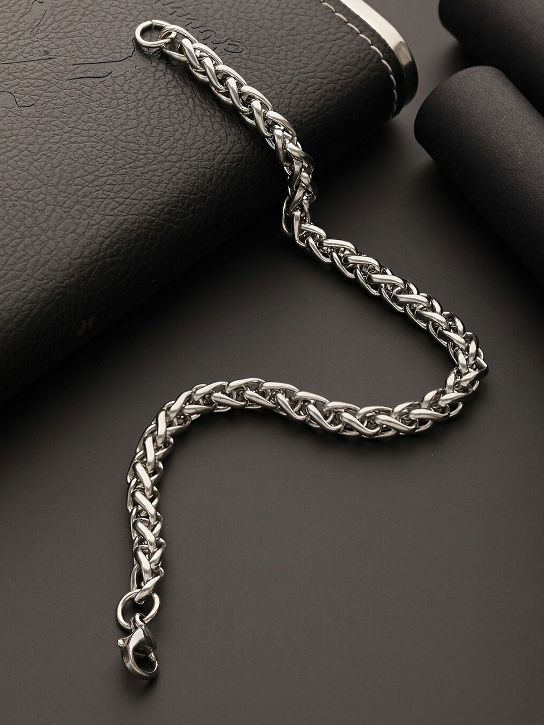 Jazz and Sizzle Men Rhodium-Plated Stainless Steel Link Bracelet-image-21