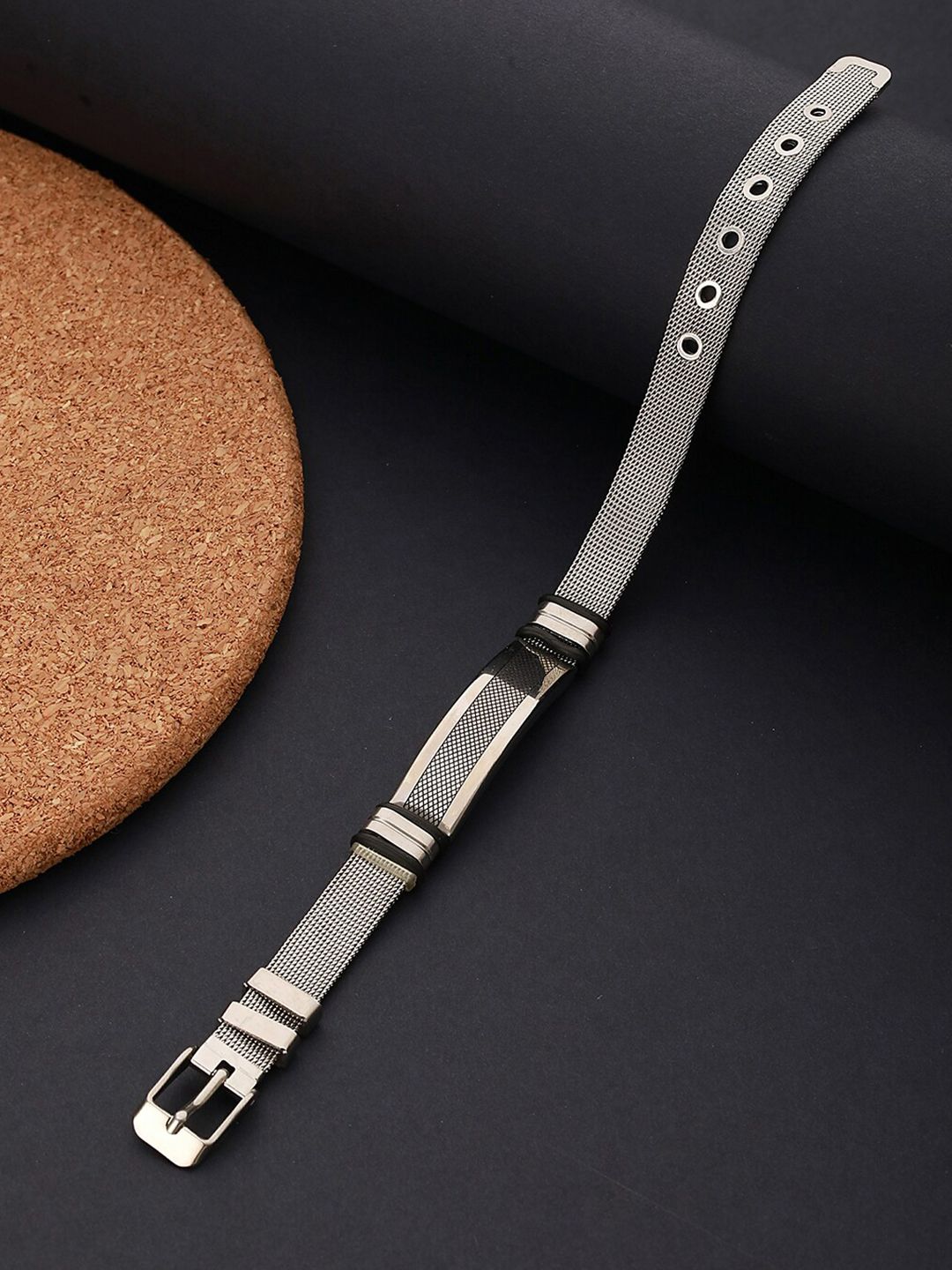 Jazz and Sizzle Men Rhodium-Plated Wraparound Bracelet-picture-17