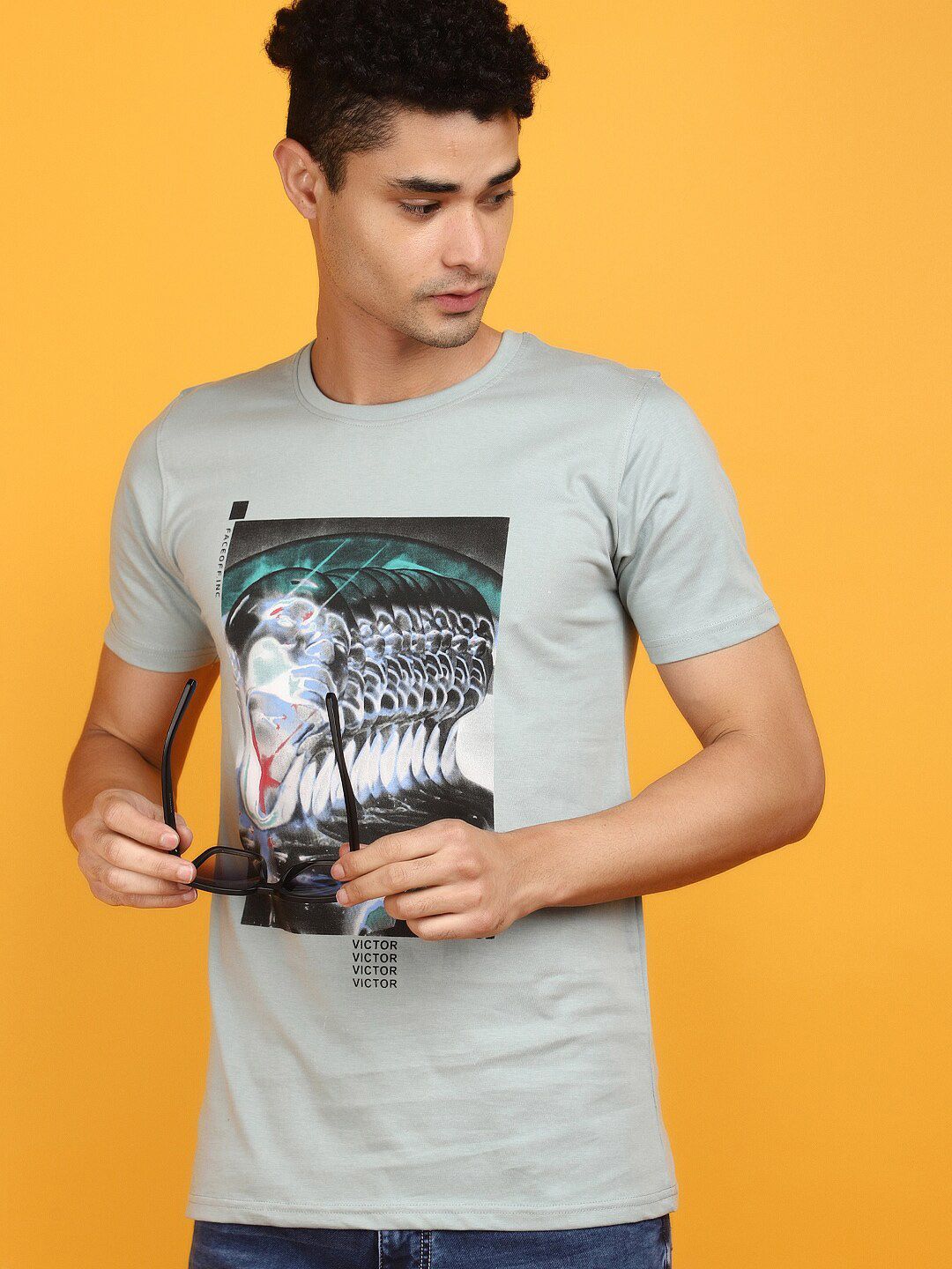 V-Mart Graphic Printed Round Neck Cotton Slim Fit T-shirt-image-0