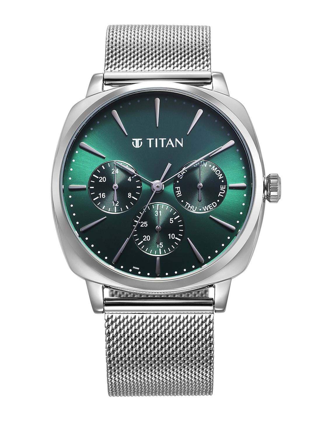 Titan Men Classique Green Dial & Stainless Steel Analogue Multi Function Watch-90189SM01-picture-15