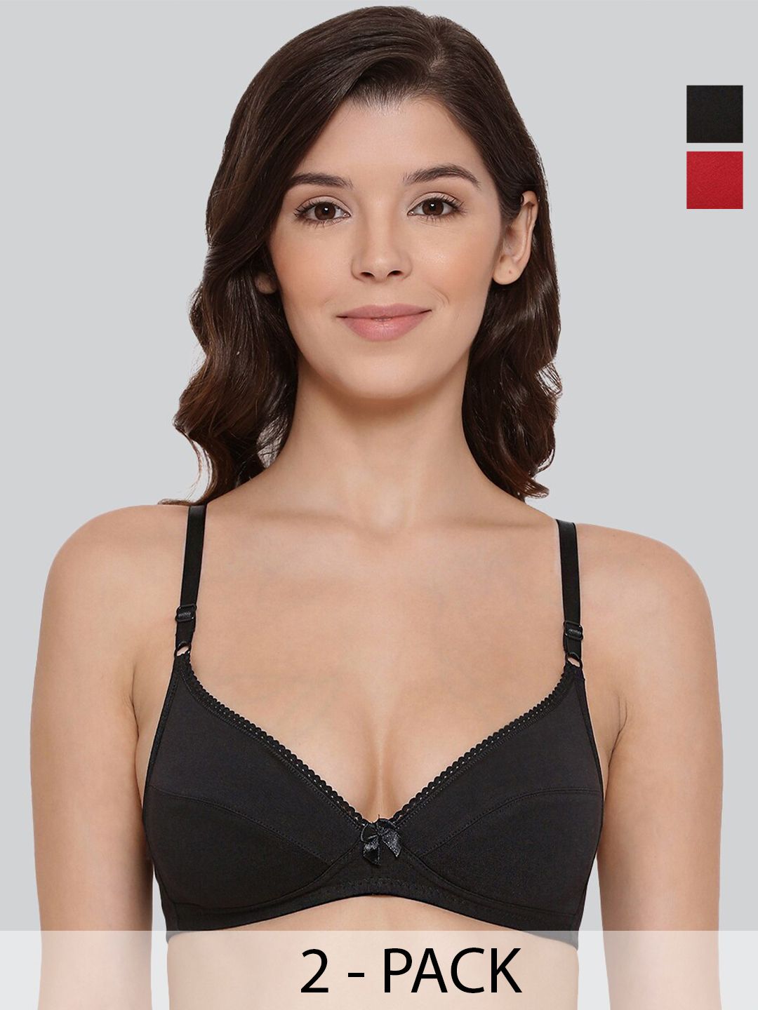 LYRA Pack Of 2 Cotton Everyday Bra Medium Coverage Non Padded Non-Wired
