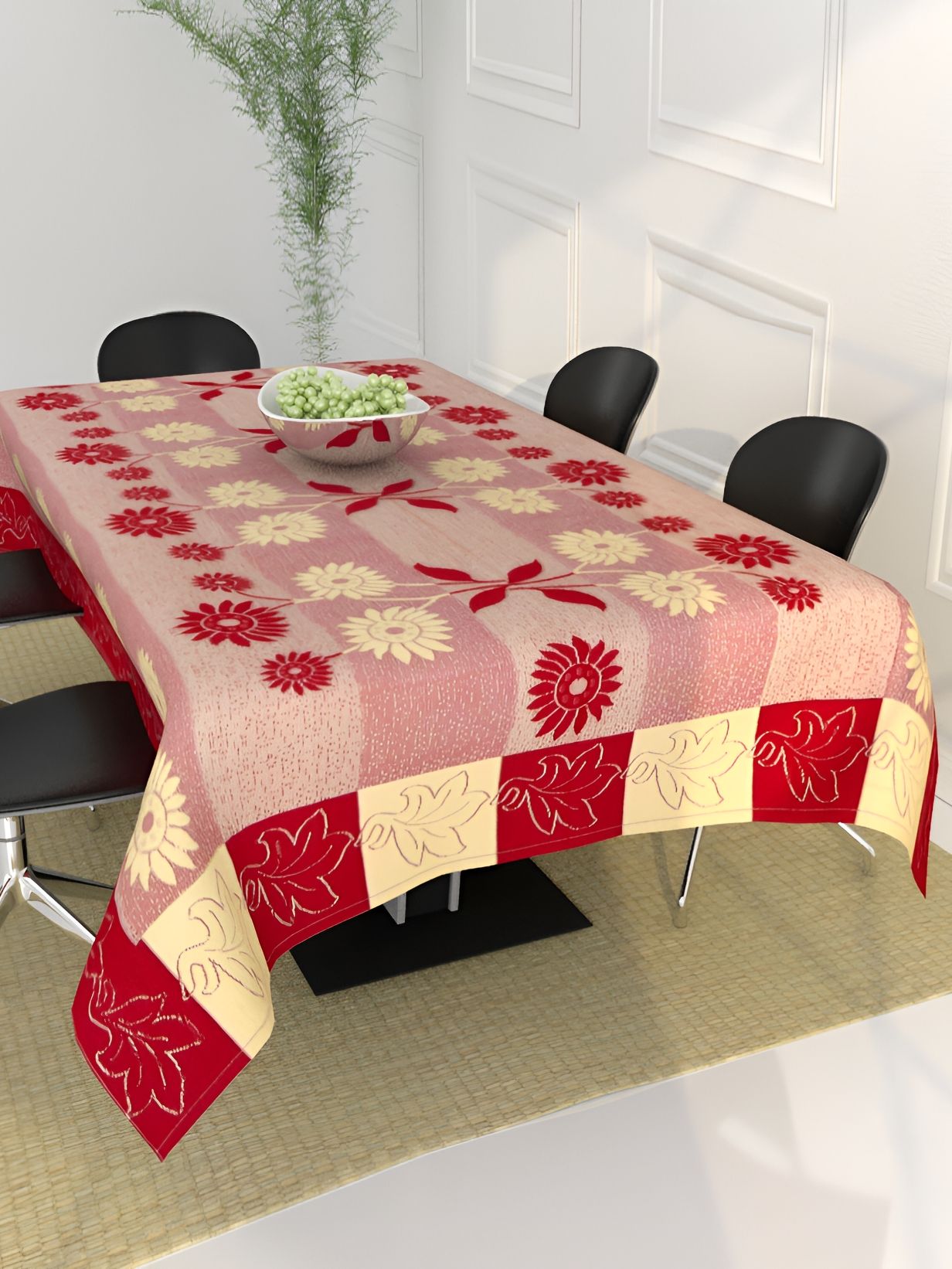 BIGGER FISH Red Cotton 6-Seater Table Cover-picture-13