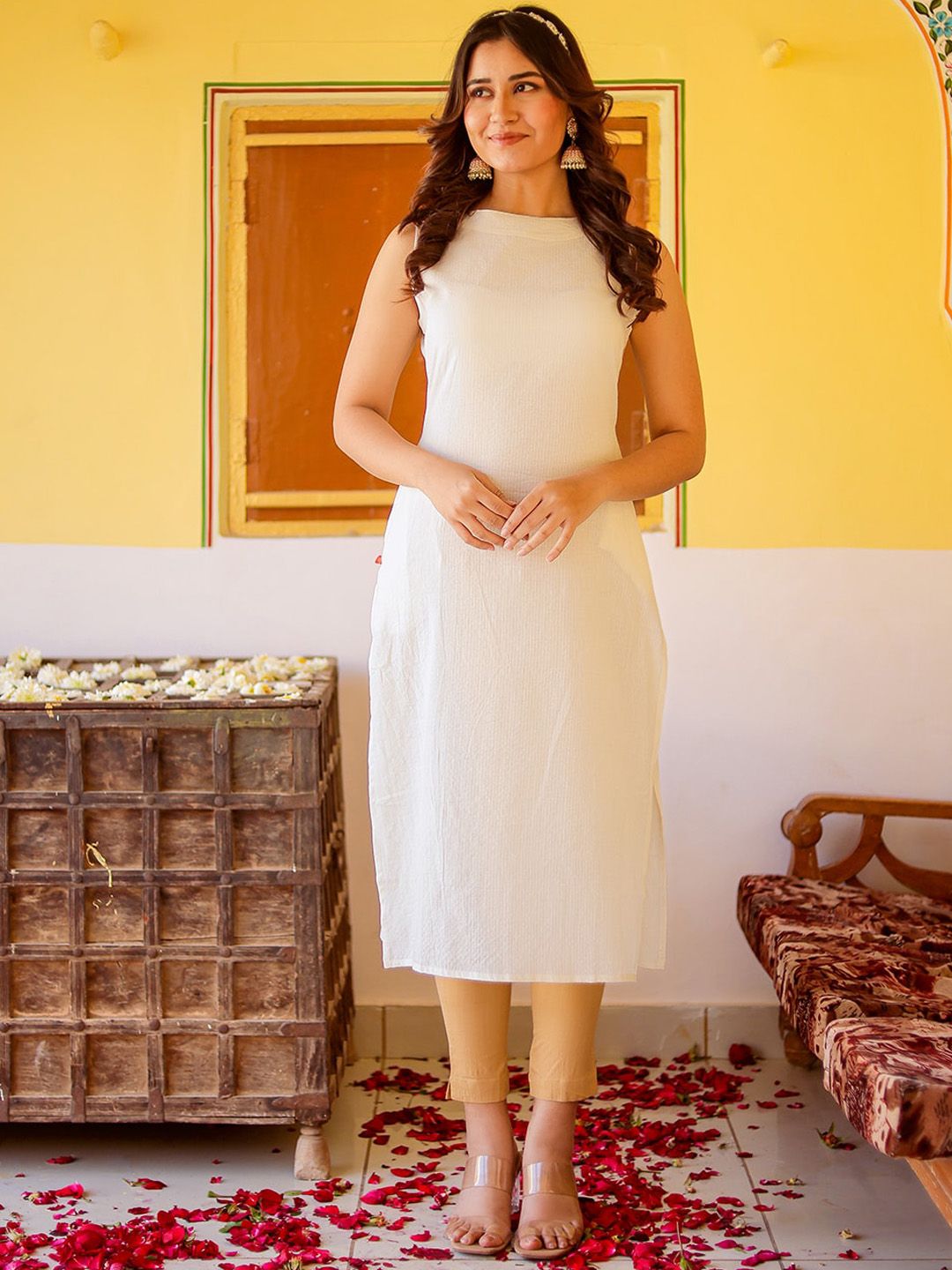VASVI Sleeveless Kantha Work Kurta-picture-33