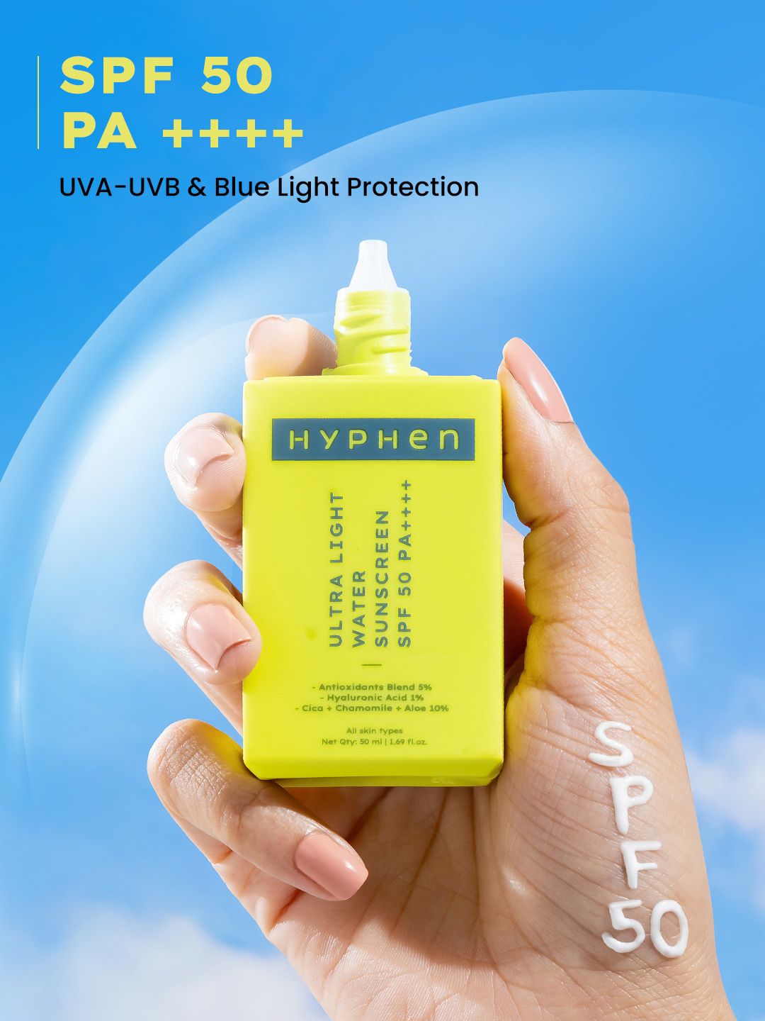 Hyphen Ultra Light SPF50 PA++++ Water Sunscreen with Aloe & Hyaluronic Acid - 50 ml-image-33