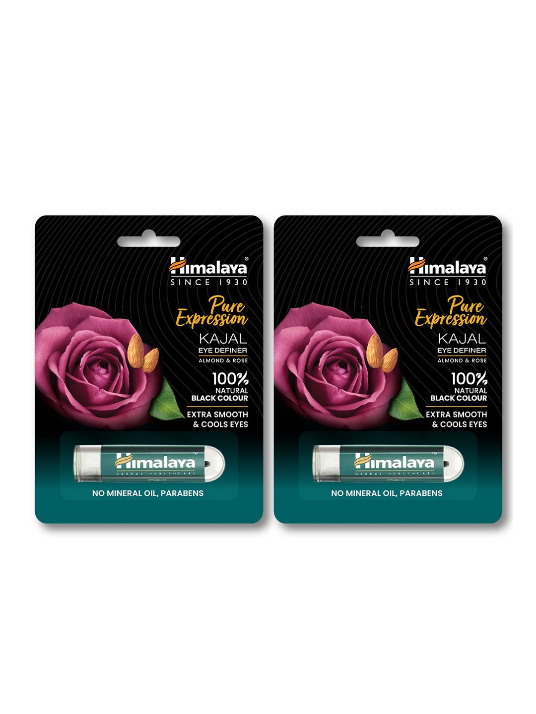 Himalaya Set Of 2 Pure Expression Kajal Eye Definer With Almond & Rose 2.7g Each - Black-image-36