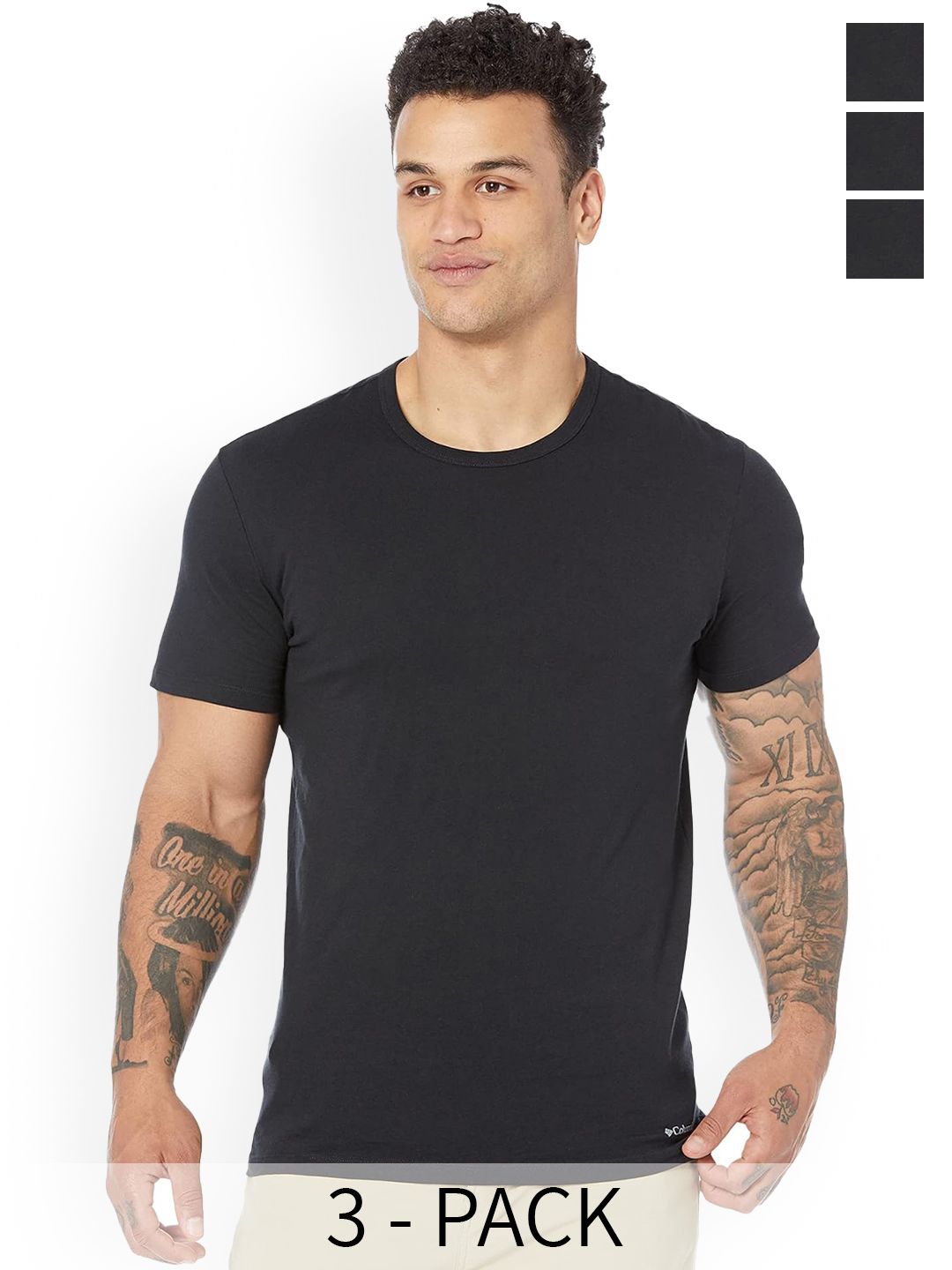 Columbia Pack Of 3 Crew Neck Classic Fit Pure Cotton T-shirts-image-46