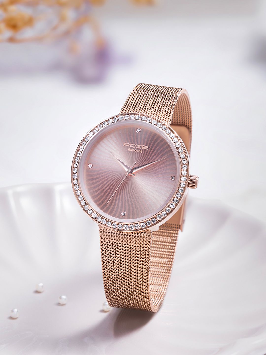 Sonata Poze Women Dial & Bracelet Style Straps Analogue Watch SP80067WM01W-picture-29