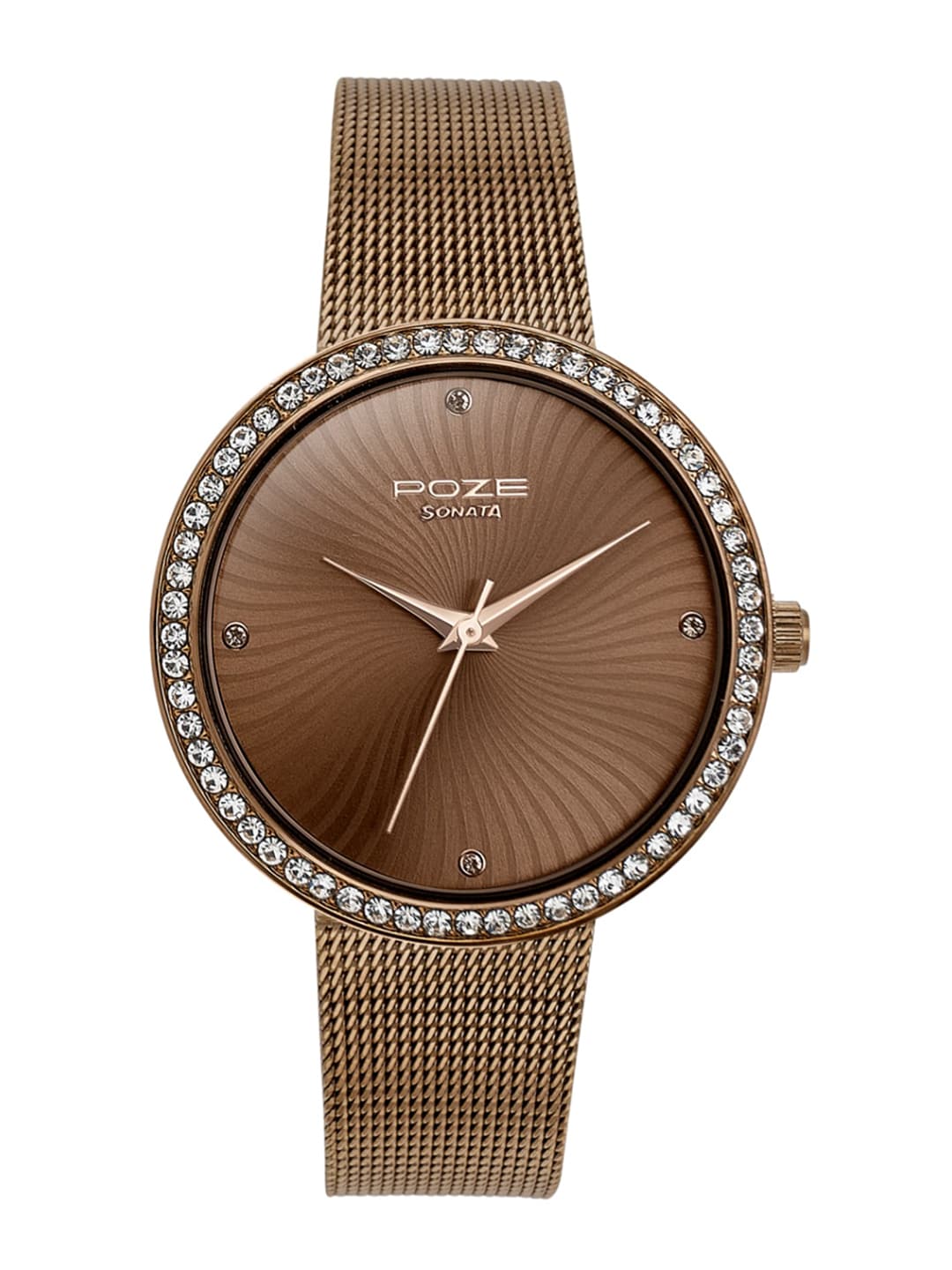 Sonata Poze Women Embellished Dial & Bracelet Style Straps Analogue Watch SP80067QM01W
