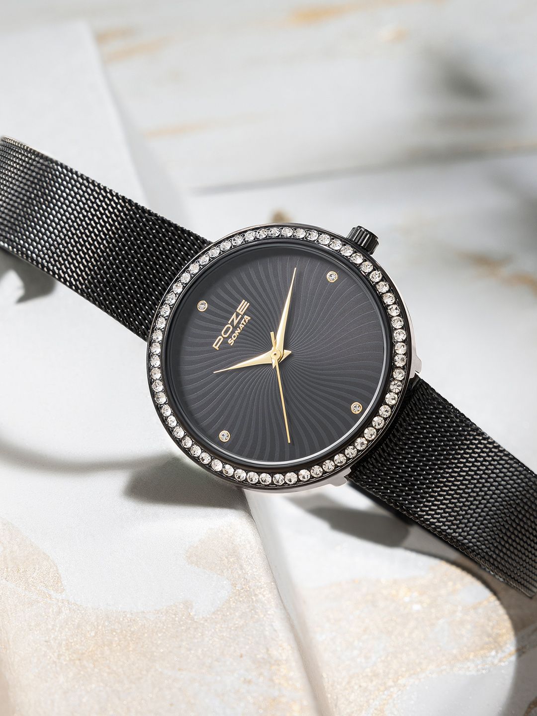 Sonata Poze Women Embellished Bracelet Style Straps Analogue Watch SP80067NM01W-picture-27