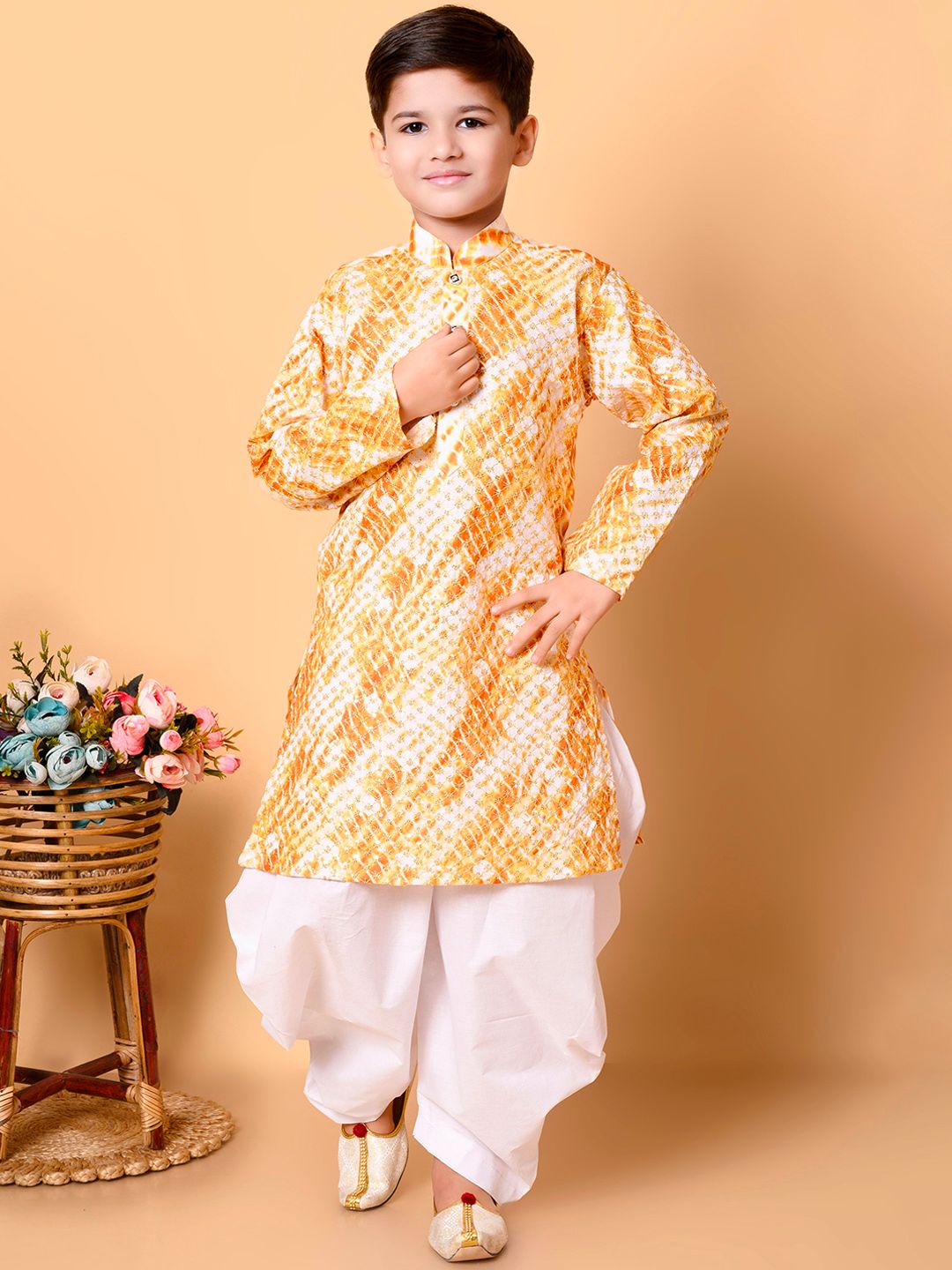 BAESD Boys Ethnic Motif Embroidered Sequinned Straight Kurta with Patiala-picture-21