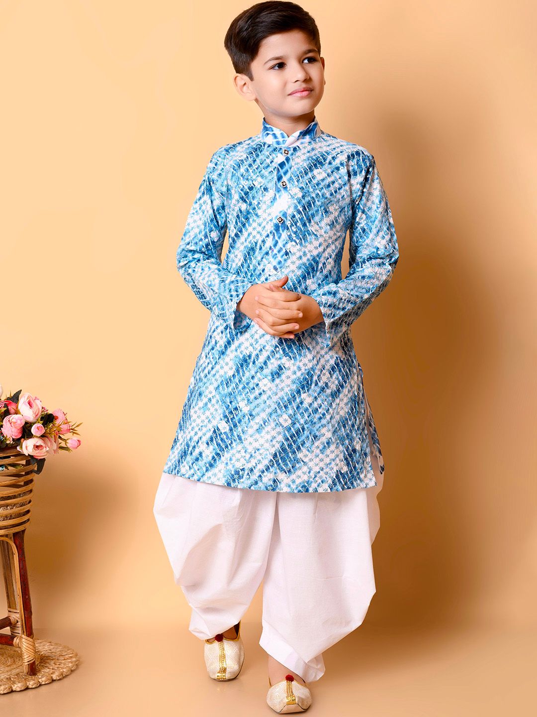 BAESD Boys Dyed Mandarin Collar Straight Sequinned Kurta with Patiala-picture-13