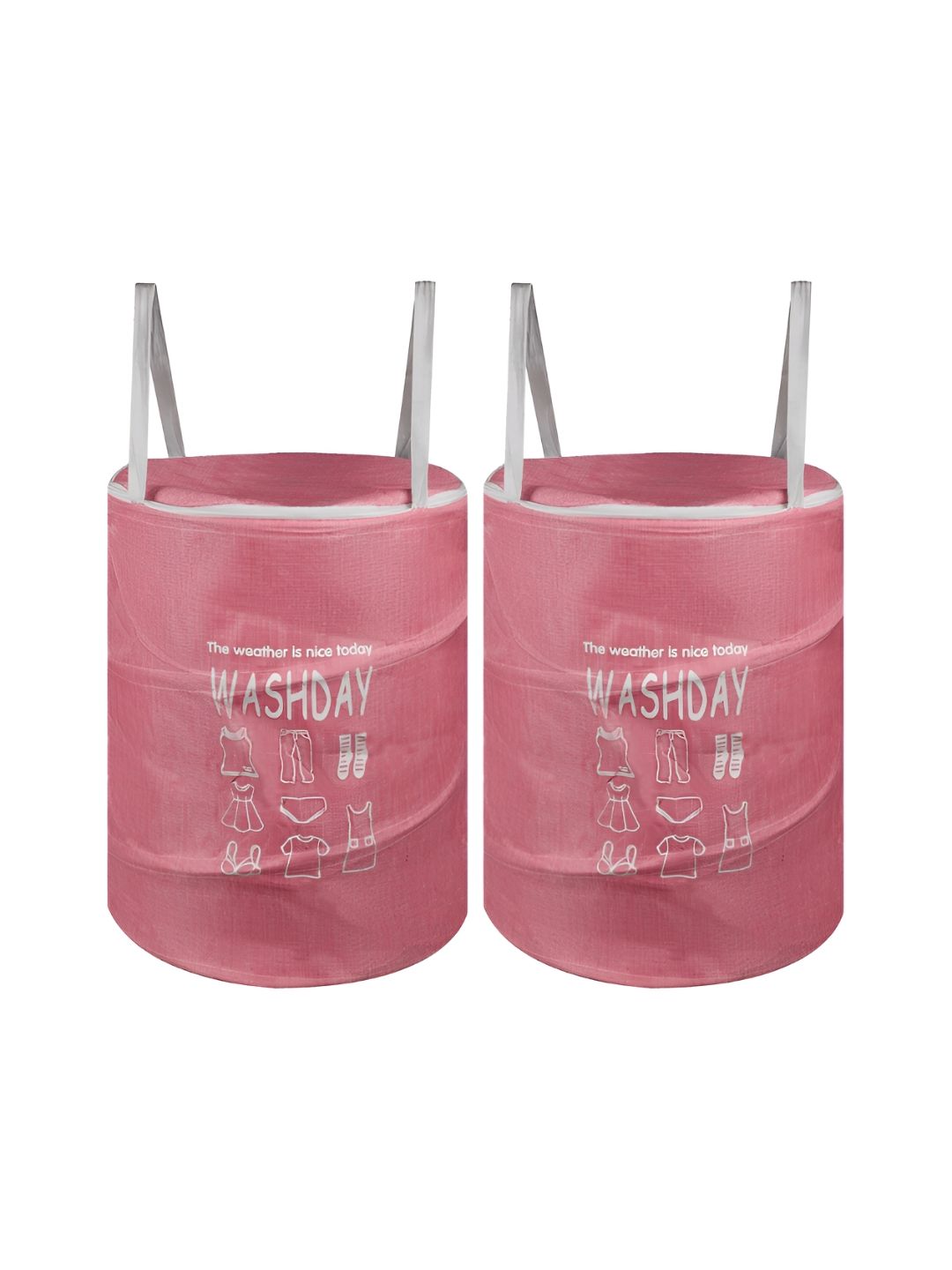 Kuber Industries Pink & Grey 2 Pcs Printed Jute Foldable Laundry Bag-picture-32