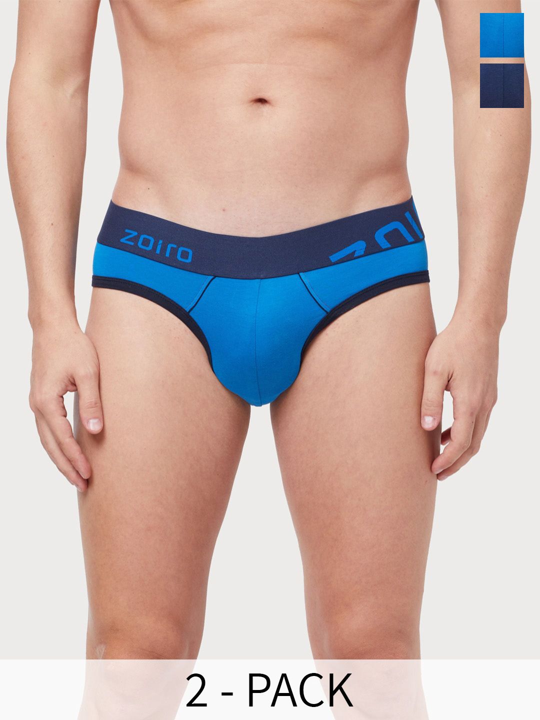 Zoiro Pack Of 2 Cotton Mid Rise Basic Briefs ZO-BRI-TERNDS02-LGBL-DBLU-S-2PC-image-40