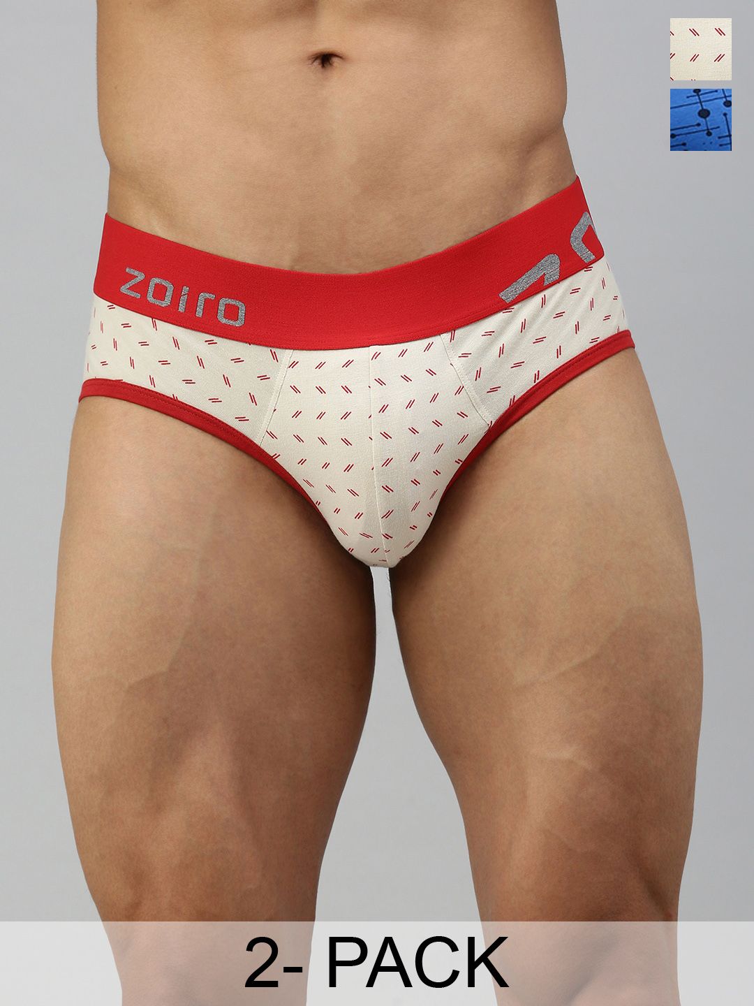Zoiro Pack Of 2 Geometric Printed Lightweight Basic Briefs ZO-BRI-LO1521-BLDA-PSFR-S-2PC-image-39