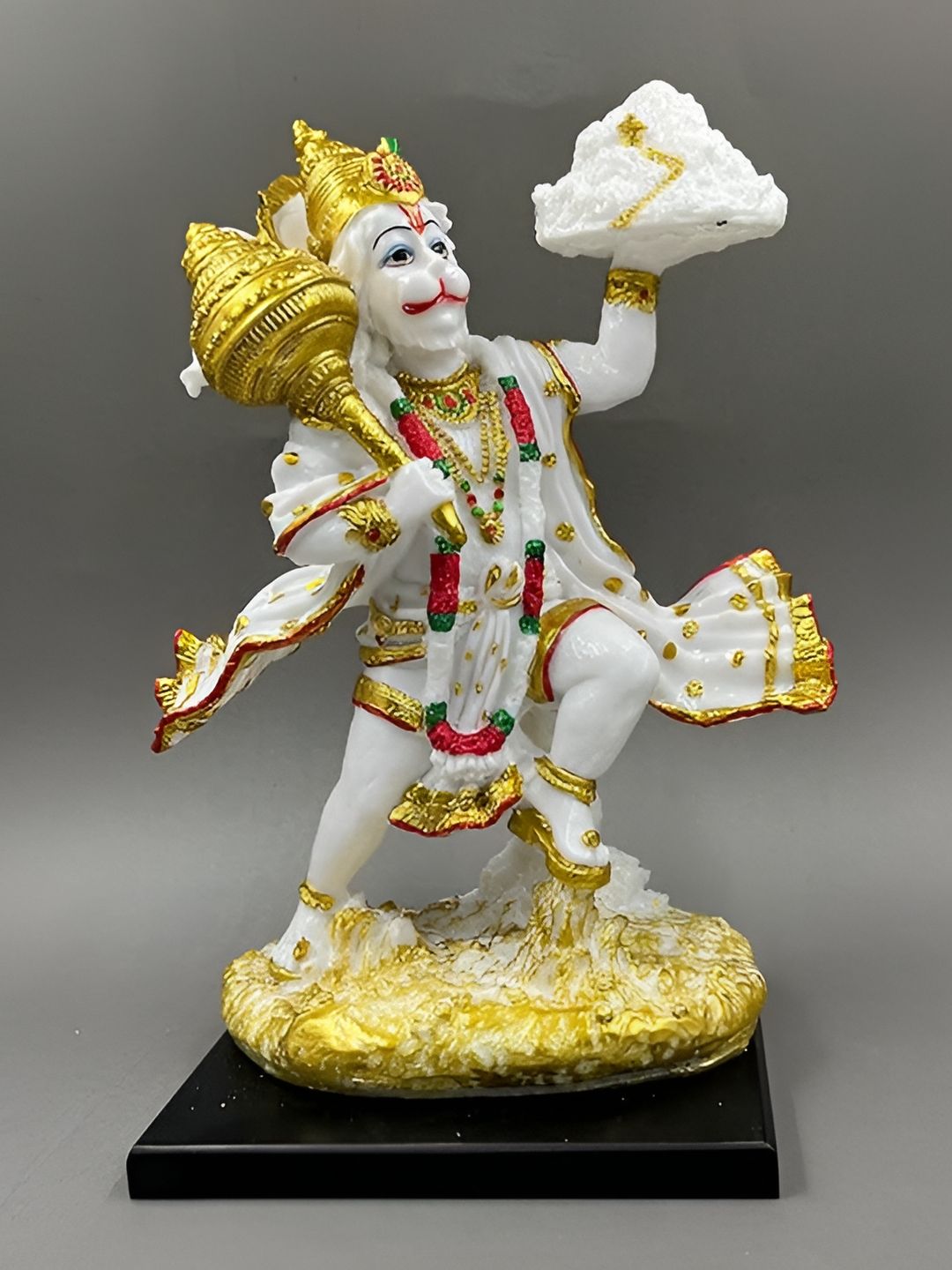 CraftVatika White & Gold Toned Marble Religious Idol Decorative Showpiece-image-1