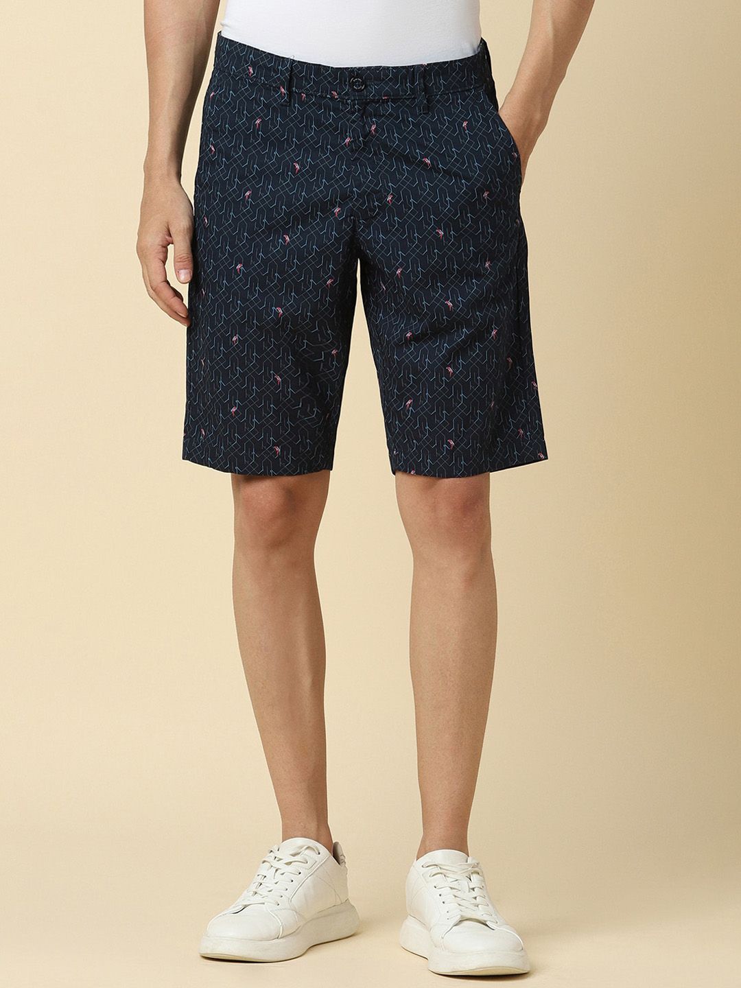 Allen Solly Men Slim Fit Mid-Rise Geometric Printed Pure Cotton Shorts-image-17