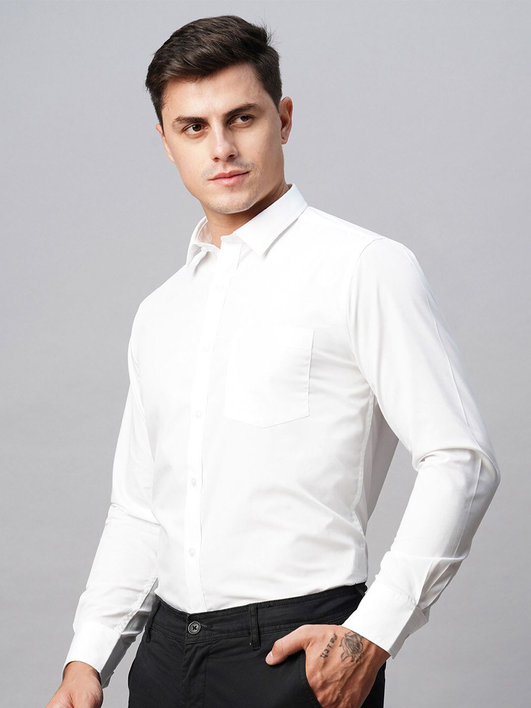 KINGDOM OF WHITE Classic Fit Spread Collar Formal Shirt-picture-12