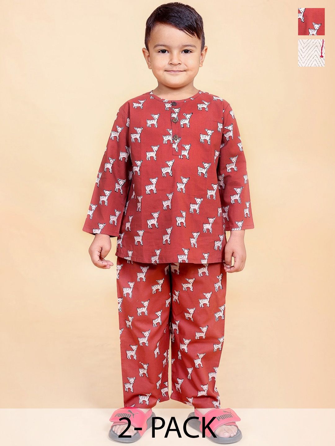 BAESD Boys Pack Of 2 Conversational Printed Pure Cotton Night Suits-picture-31