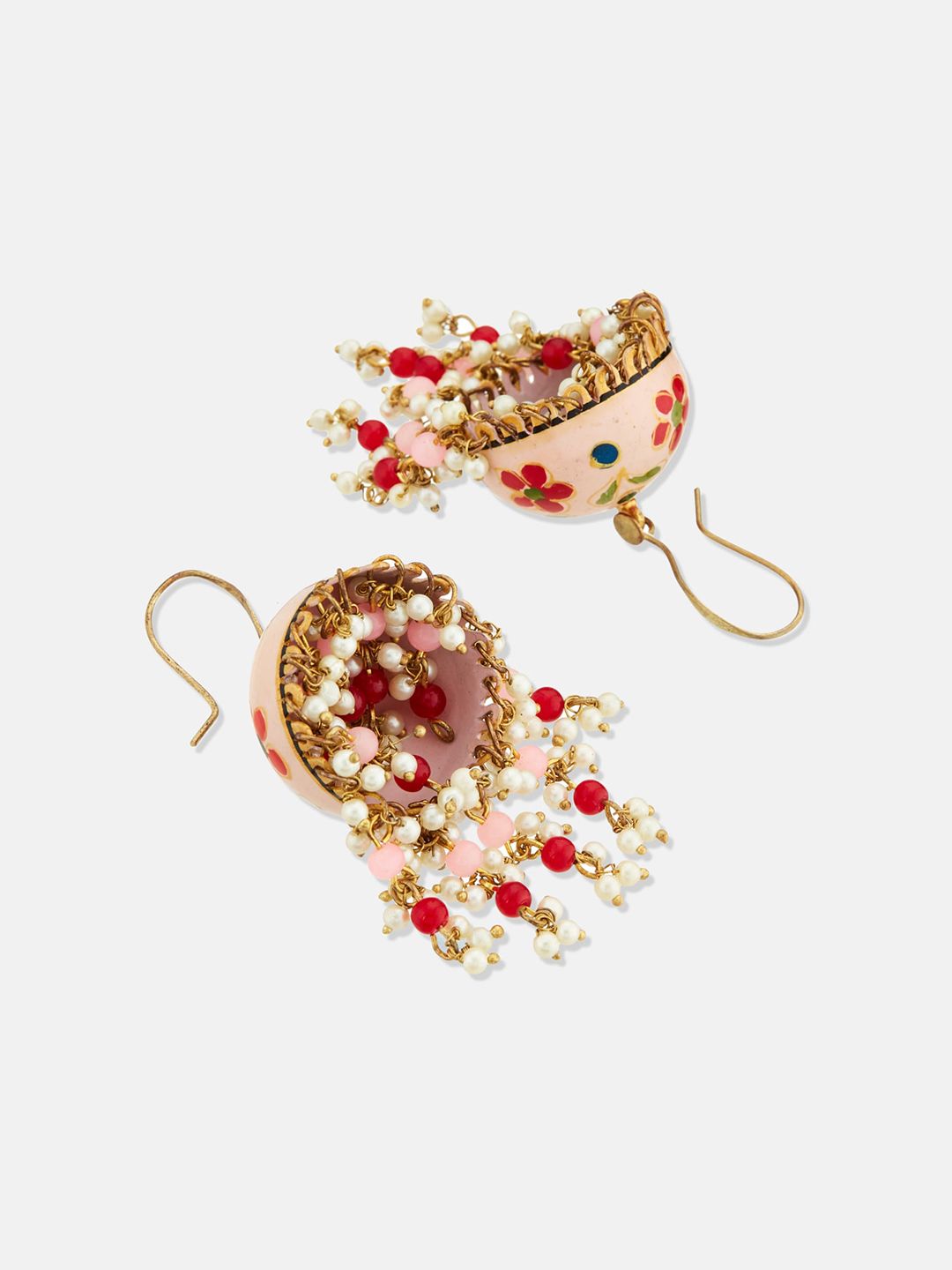 ATIBELLE Gold Plated Beaded Bracelet & Jhumkas Jewellery Set