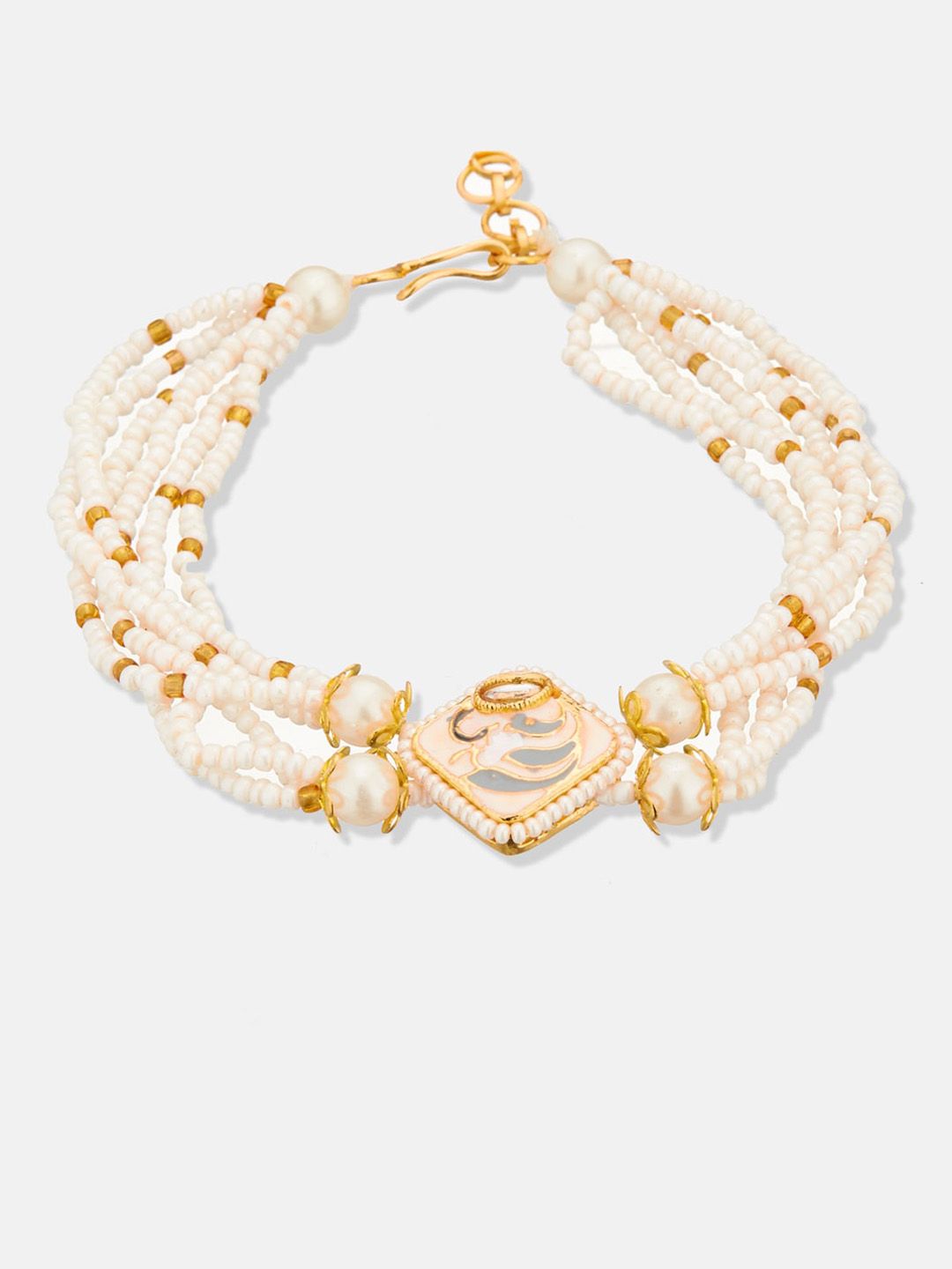ATIBELLE Gold-Plated Stone-Studded & Beaded Meenakari Jewellery Set