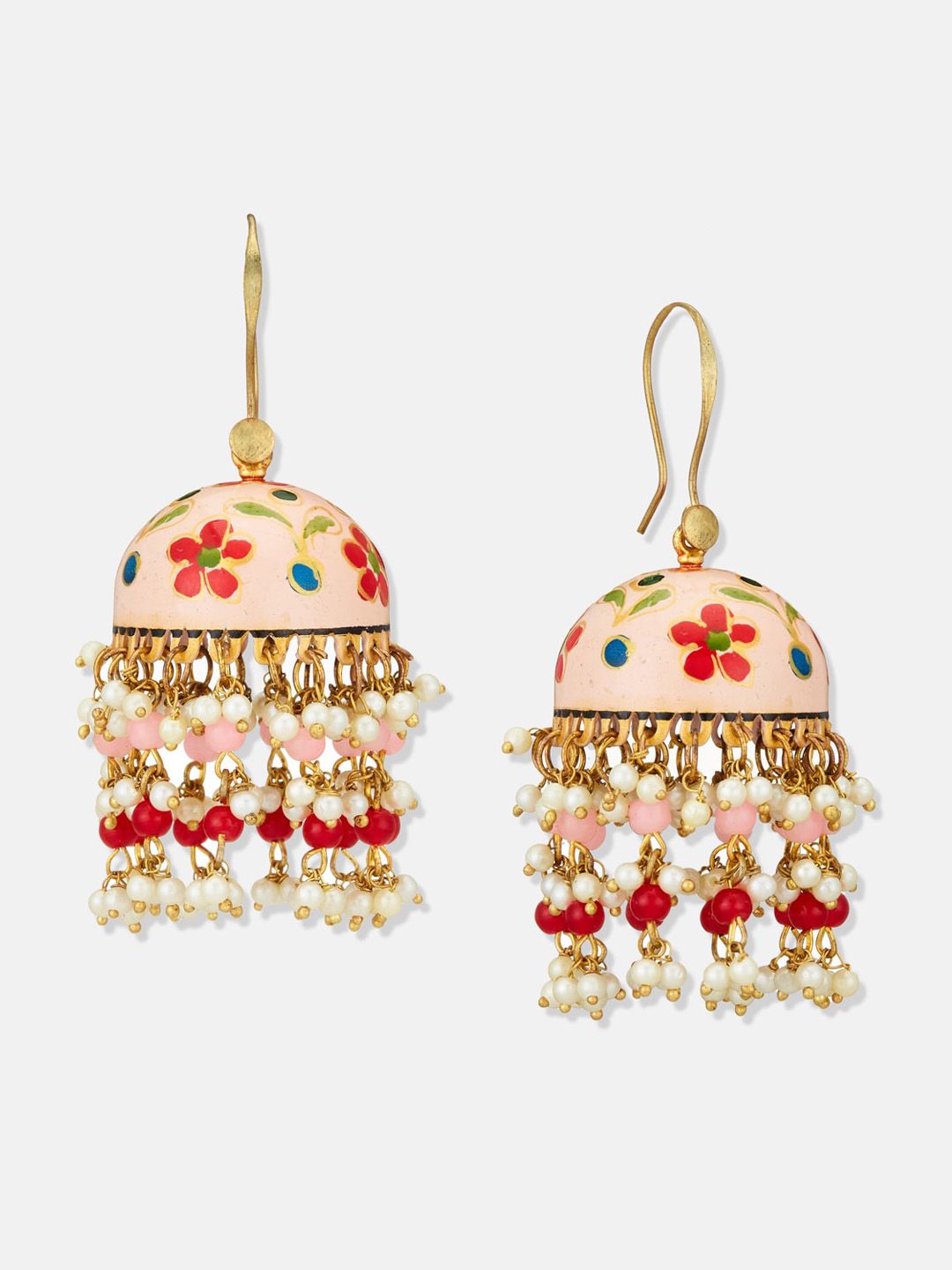ATIBELLE Gold-Plated Stone-Studded & Beaded Meenakari Jewellery Set