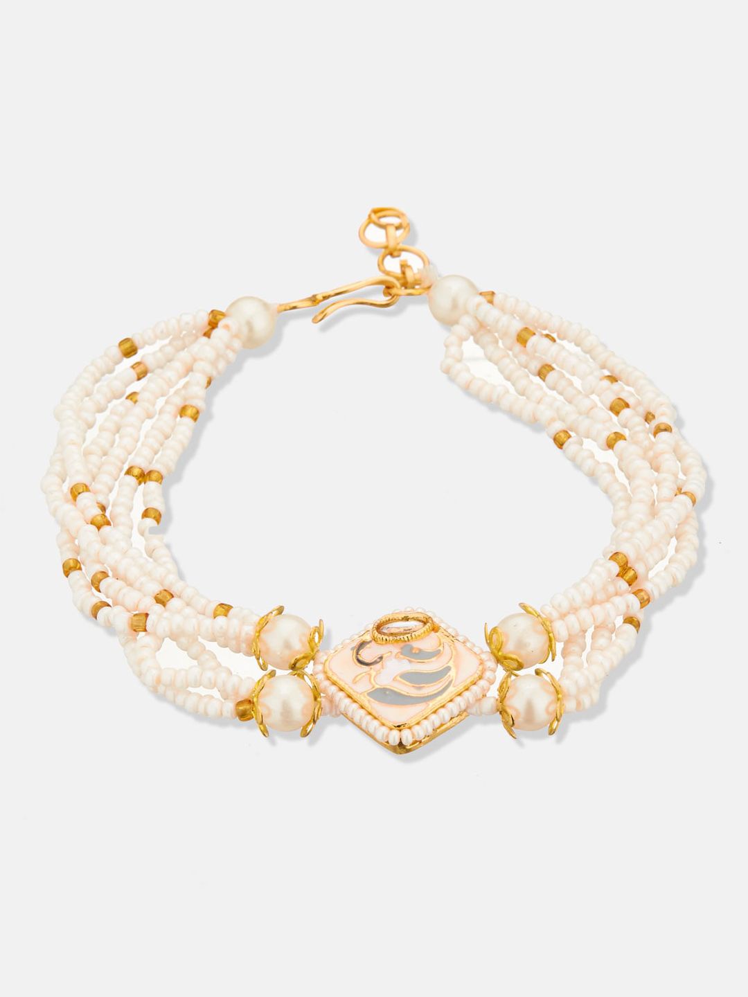 ATIBELLE Gold Plated Kundan Stone Studded & Beaded Jewellery Set