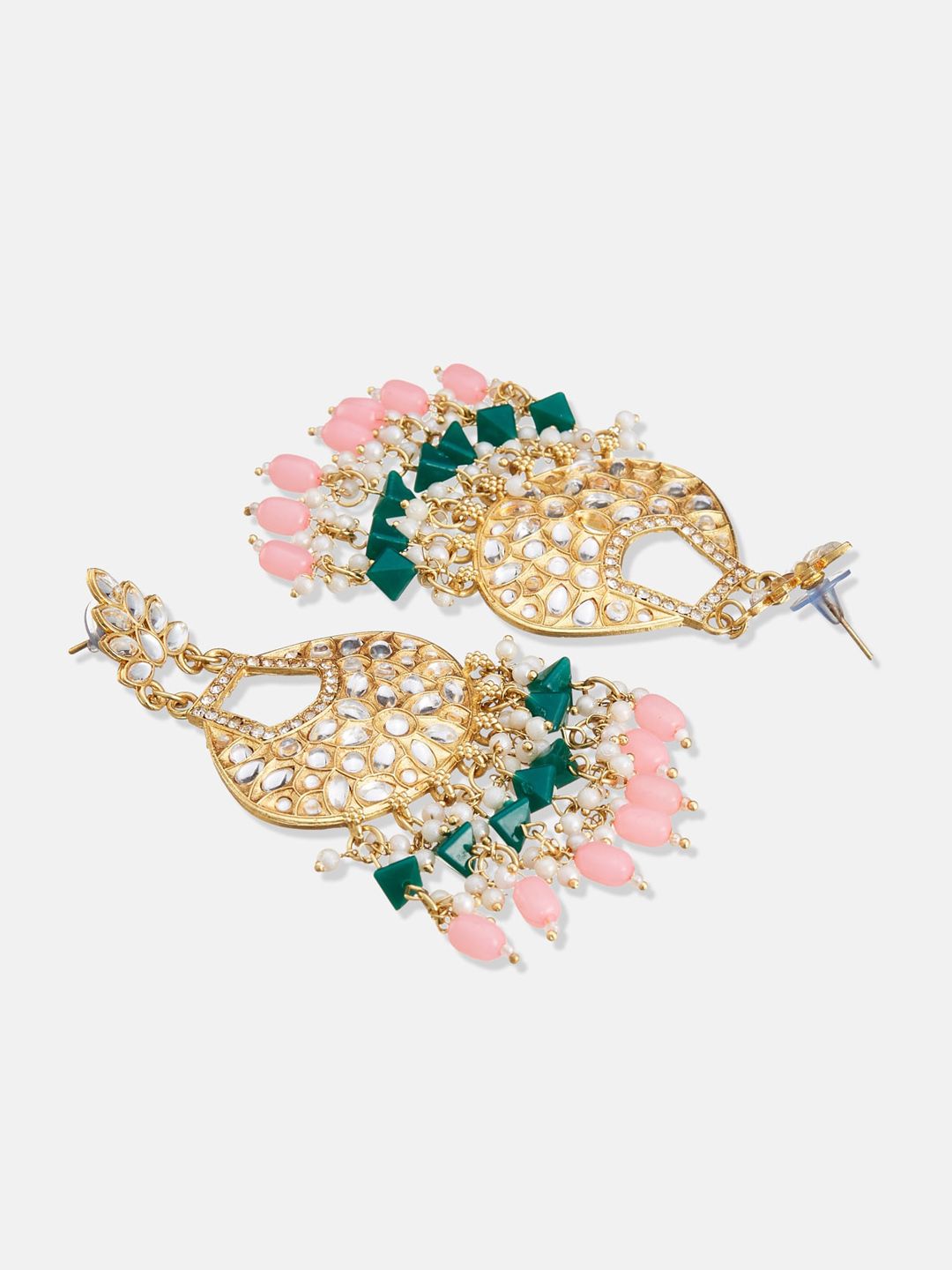 ATIBELLE Gold Plated Kundan Stone Studded & Beaded Jewellery Set